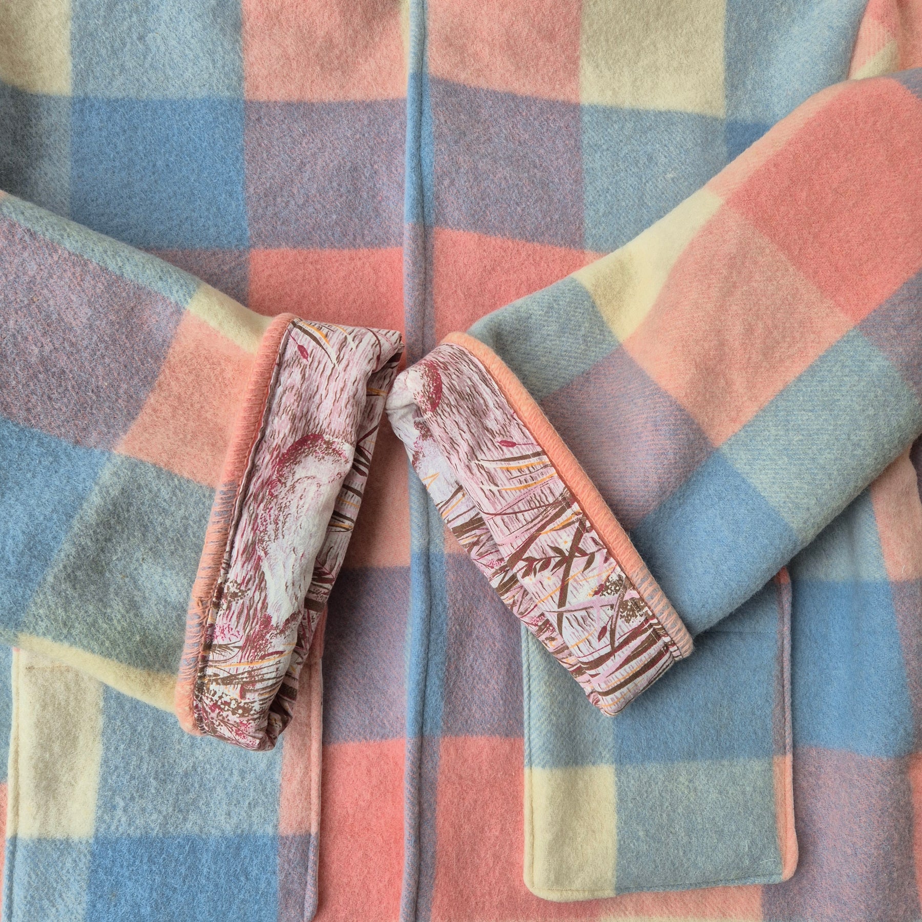 Upcycled woollen blanket jacket Pink size 14