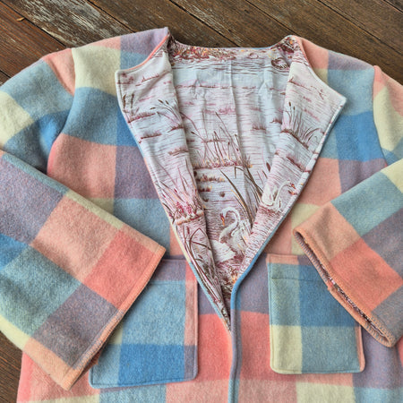 Upcycled woollen blanket jacket Pink size 14