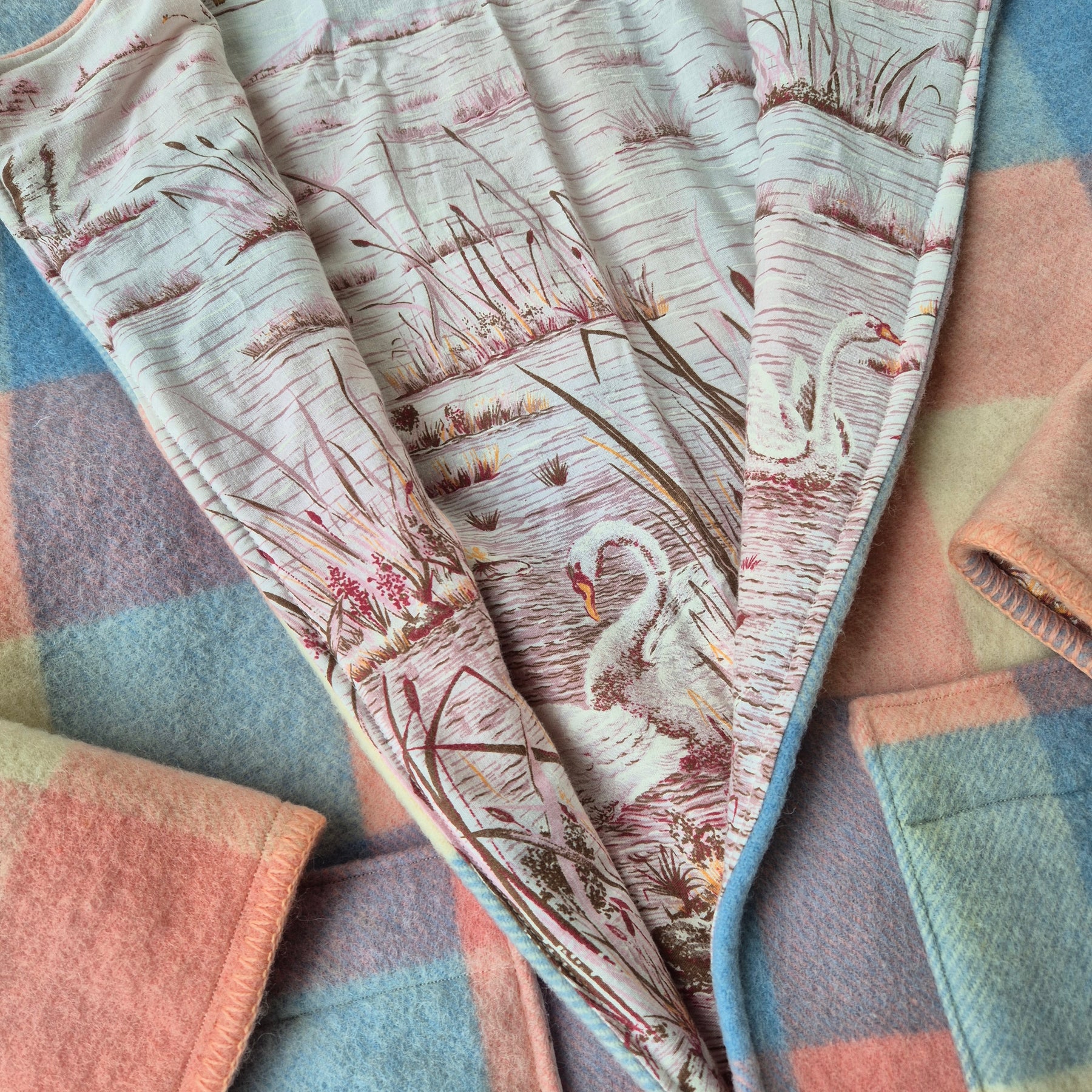 Upcycled woollen blanket jacket Pink size 14