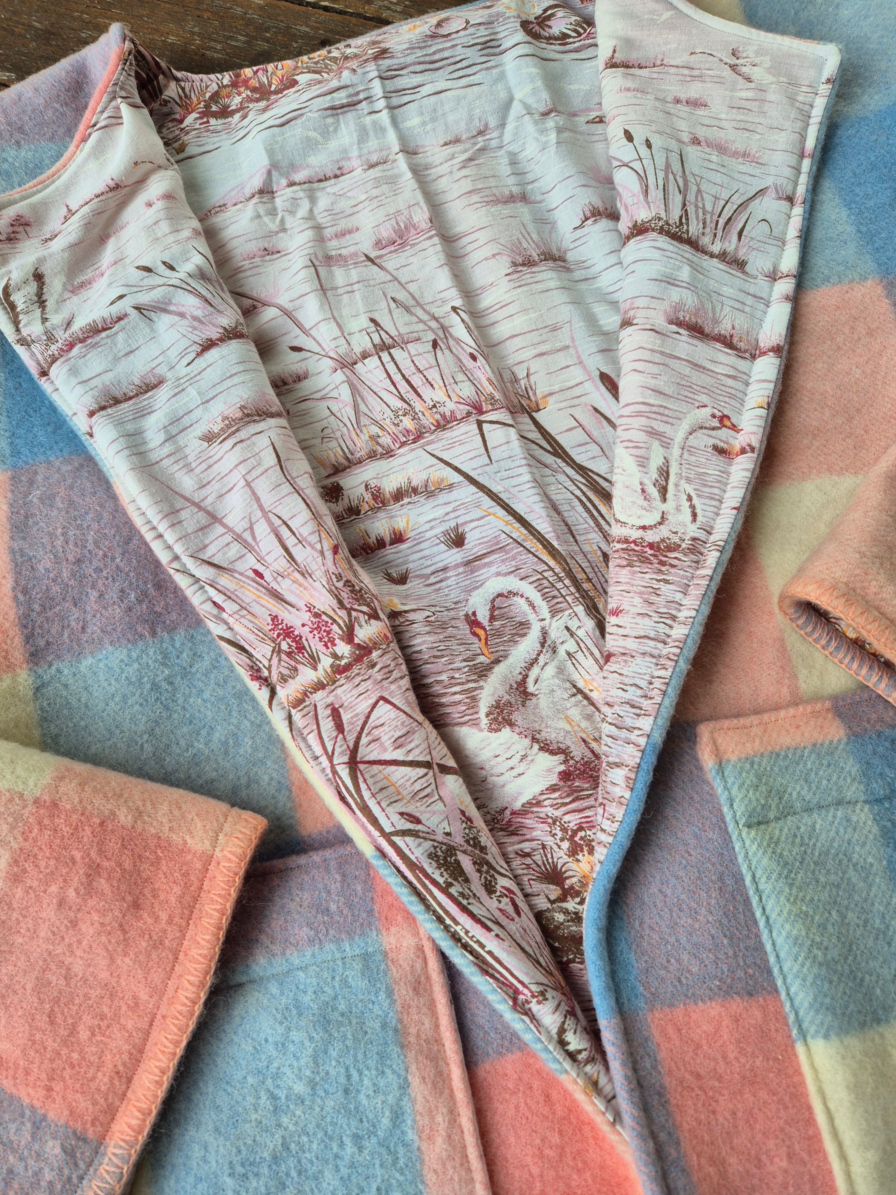 Upcycled woollen blanket jacket Pink size 14