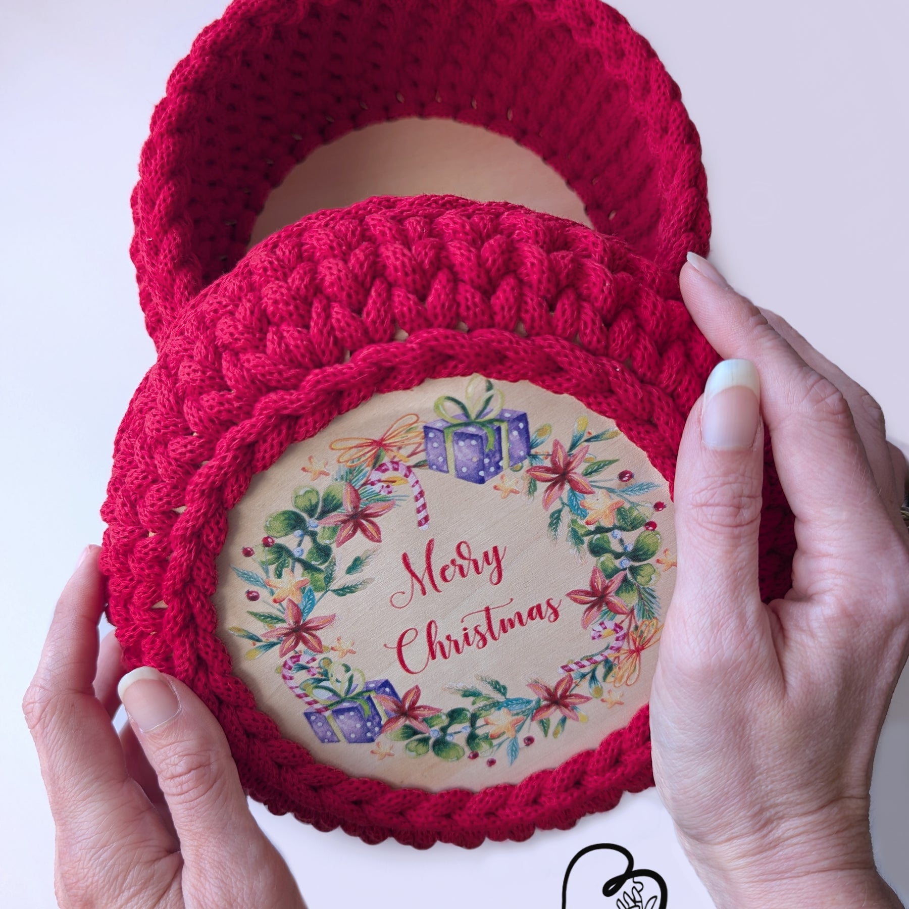 Christmas Crochet Basket with UV-Printed Lid