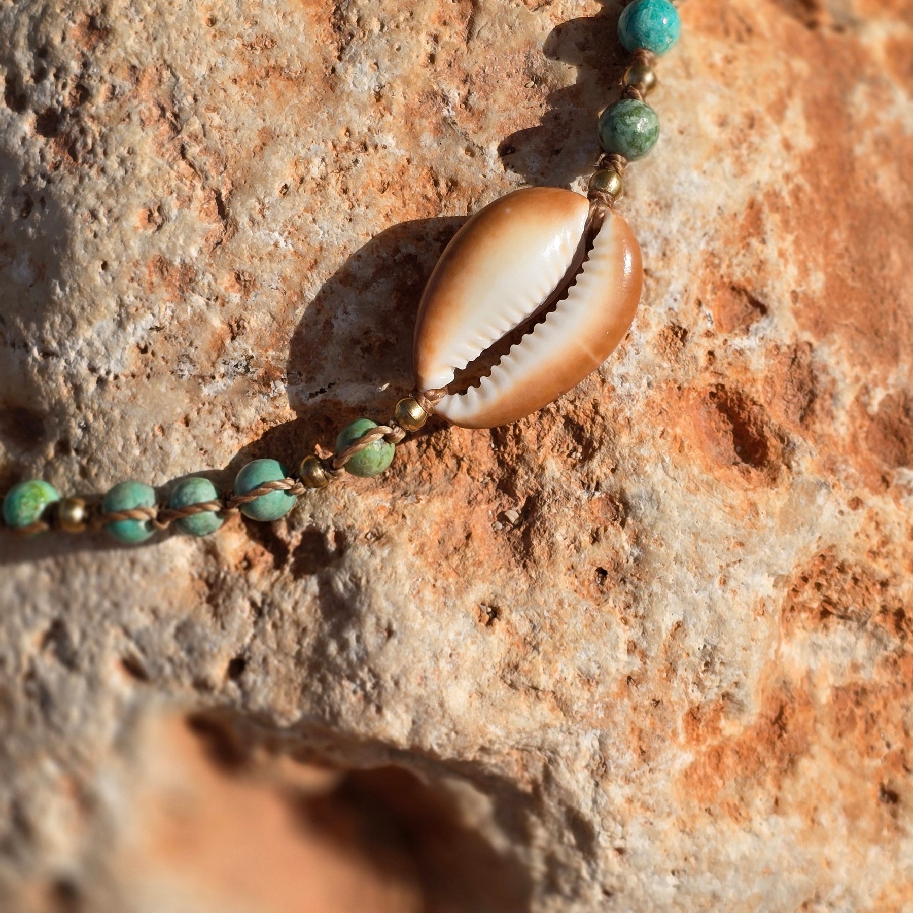 Cowrie Necklace with Peruvian Turquoise