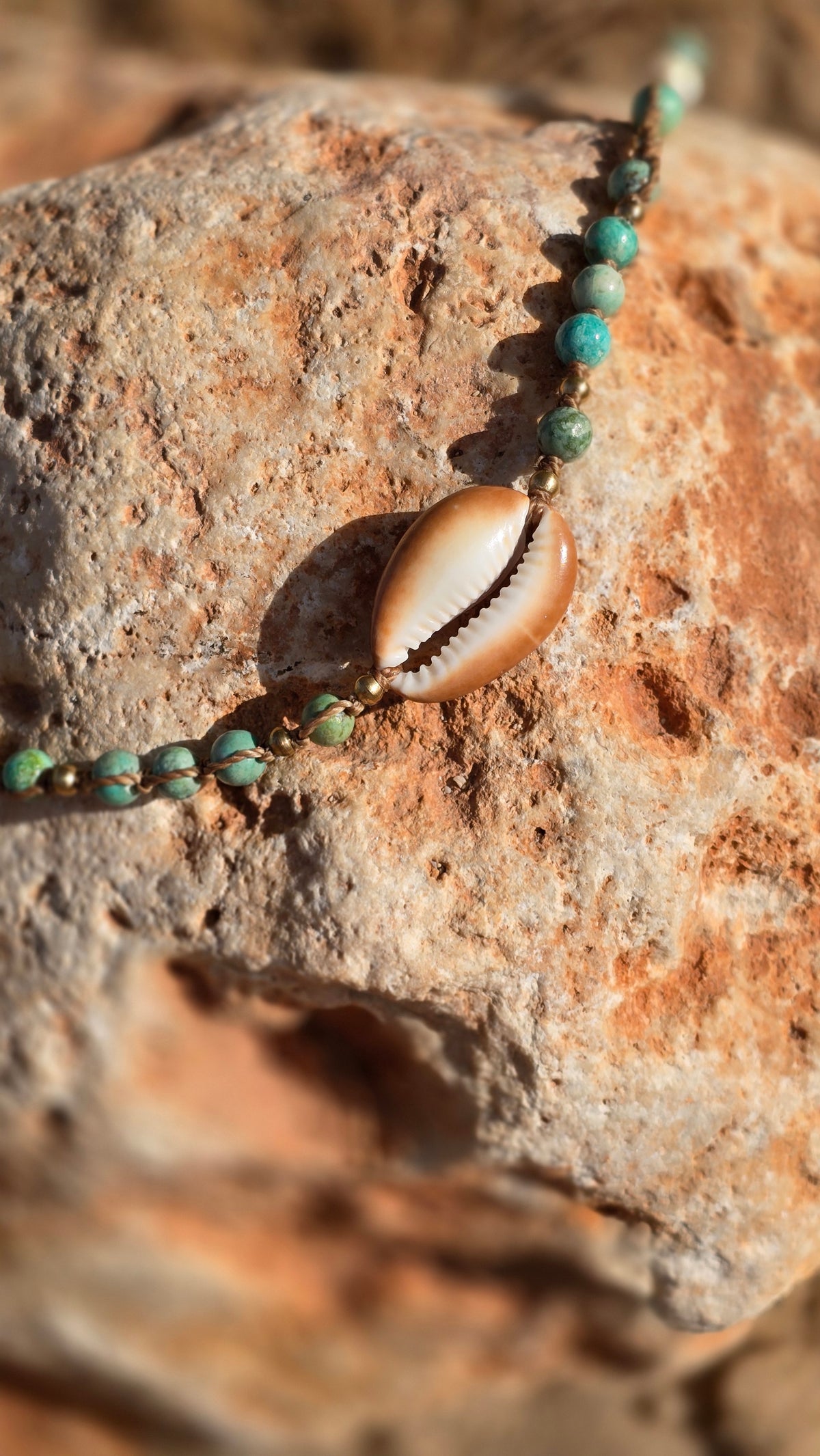 Cowrie Necklace with Peruvian Turquoise