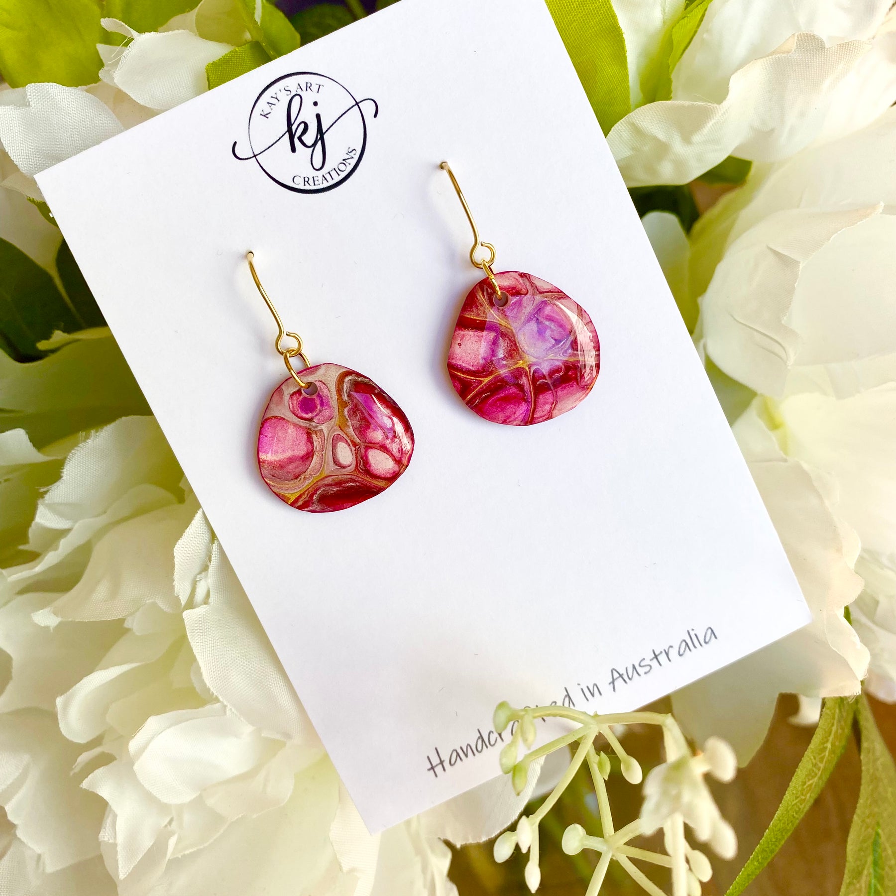 Rich Burgundy and Gold Arty Earrings