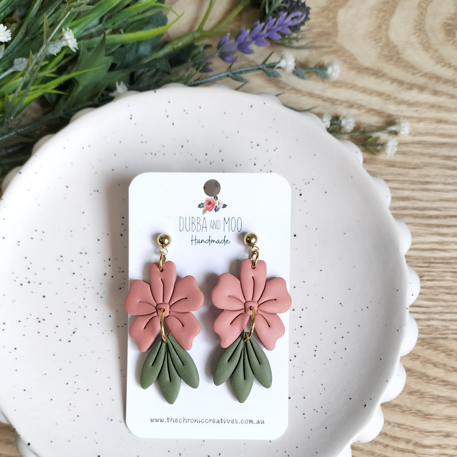 Large Statement Flower Polymer Clay Dangle Earrings - Assorted Colours