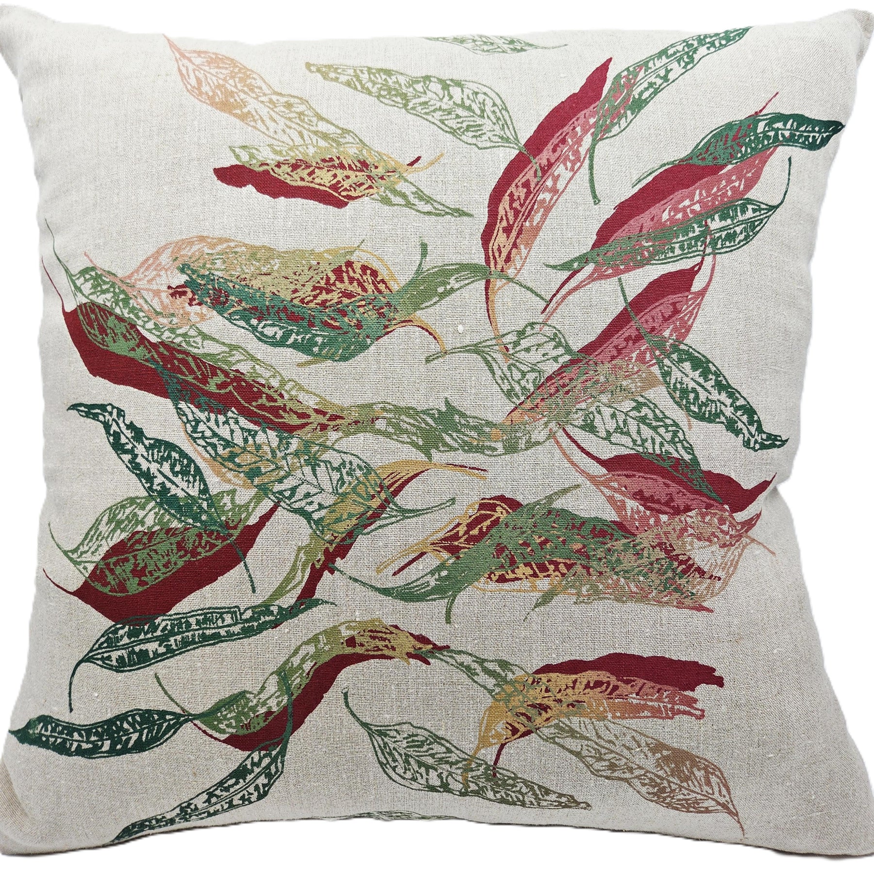 Hand Screen Printed Linen Cushion Covers- Fallen Leaves (2 colourways)