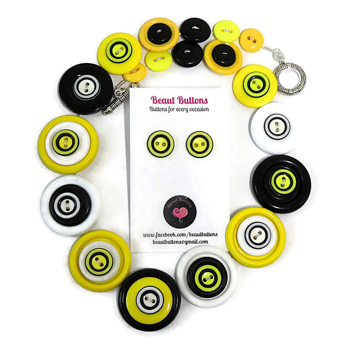 Button necklace and matching earrings - Tigerland