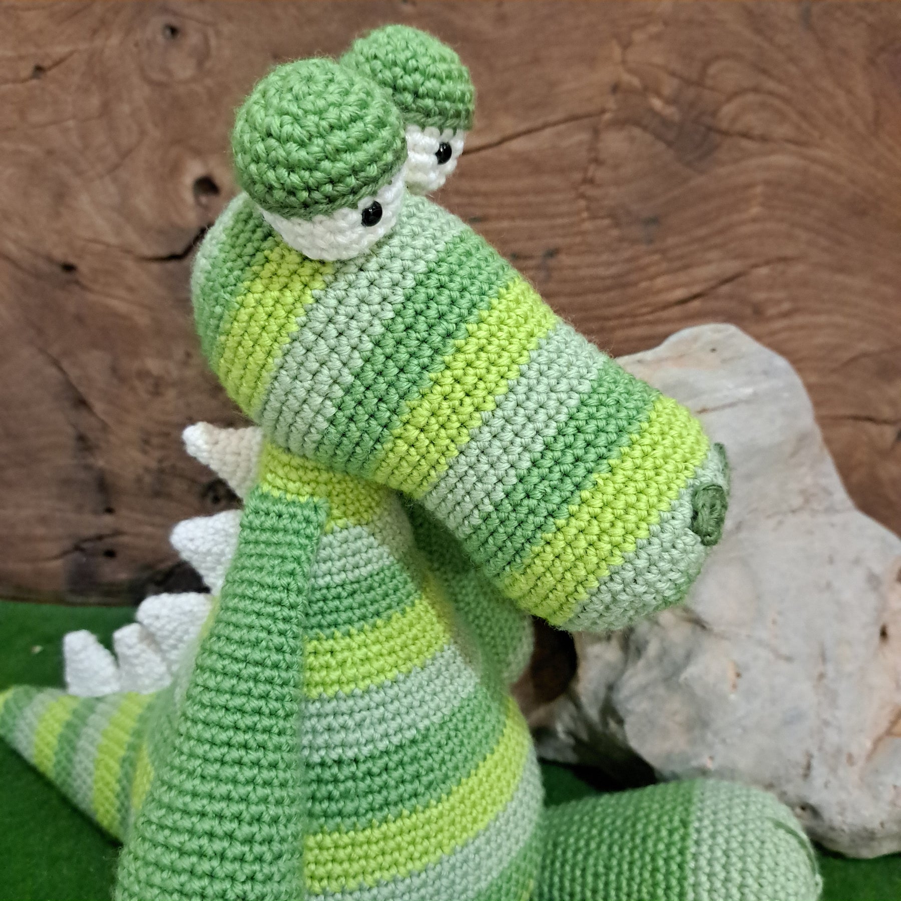 Crochet crocodile/ green stripe/ Australian wool