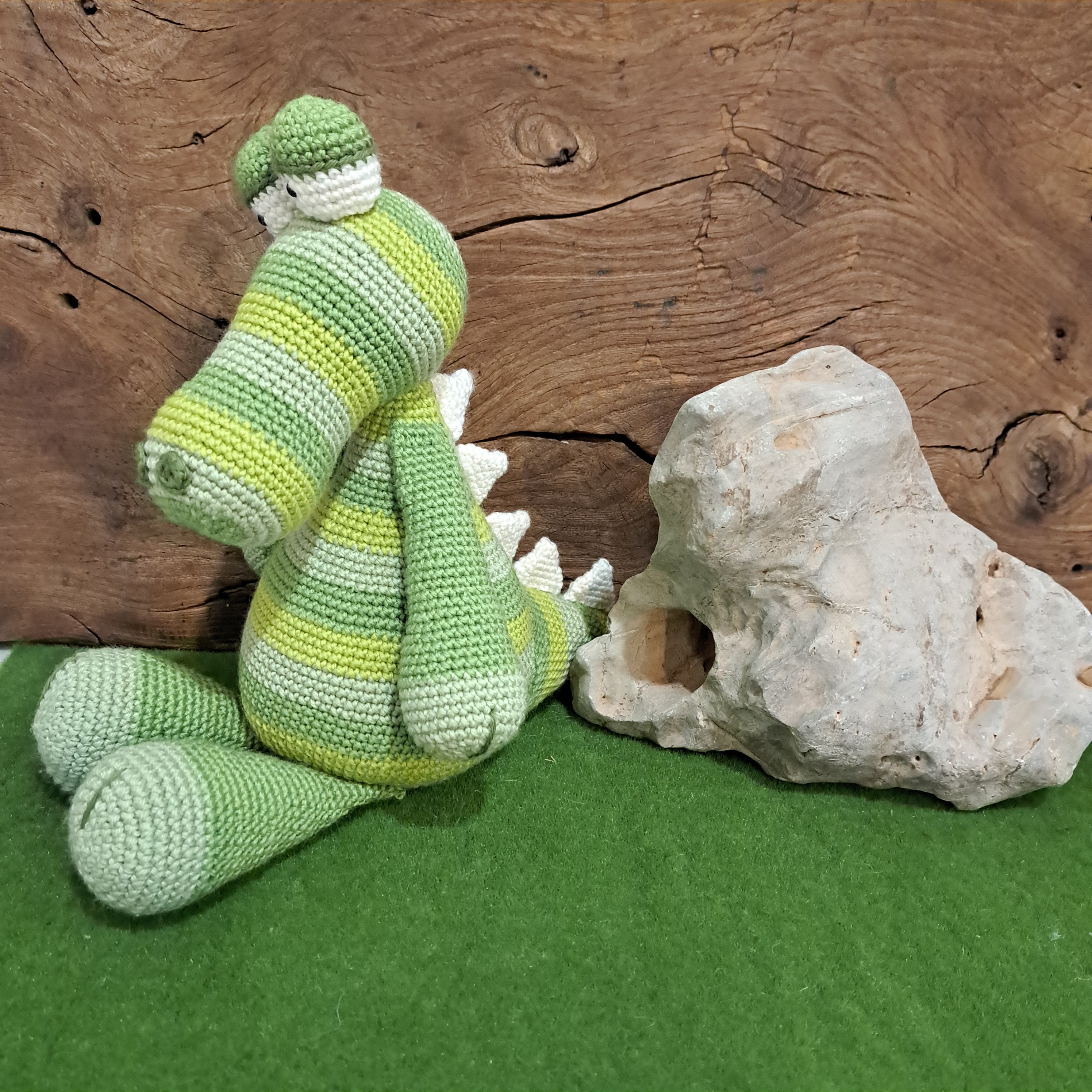 Crochet crocodile/ green stripe/ Australian wool