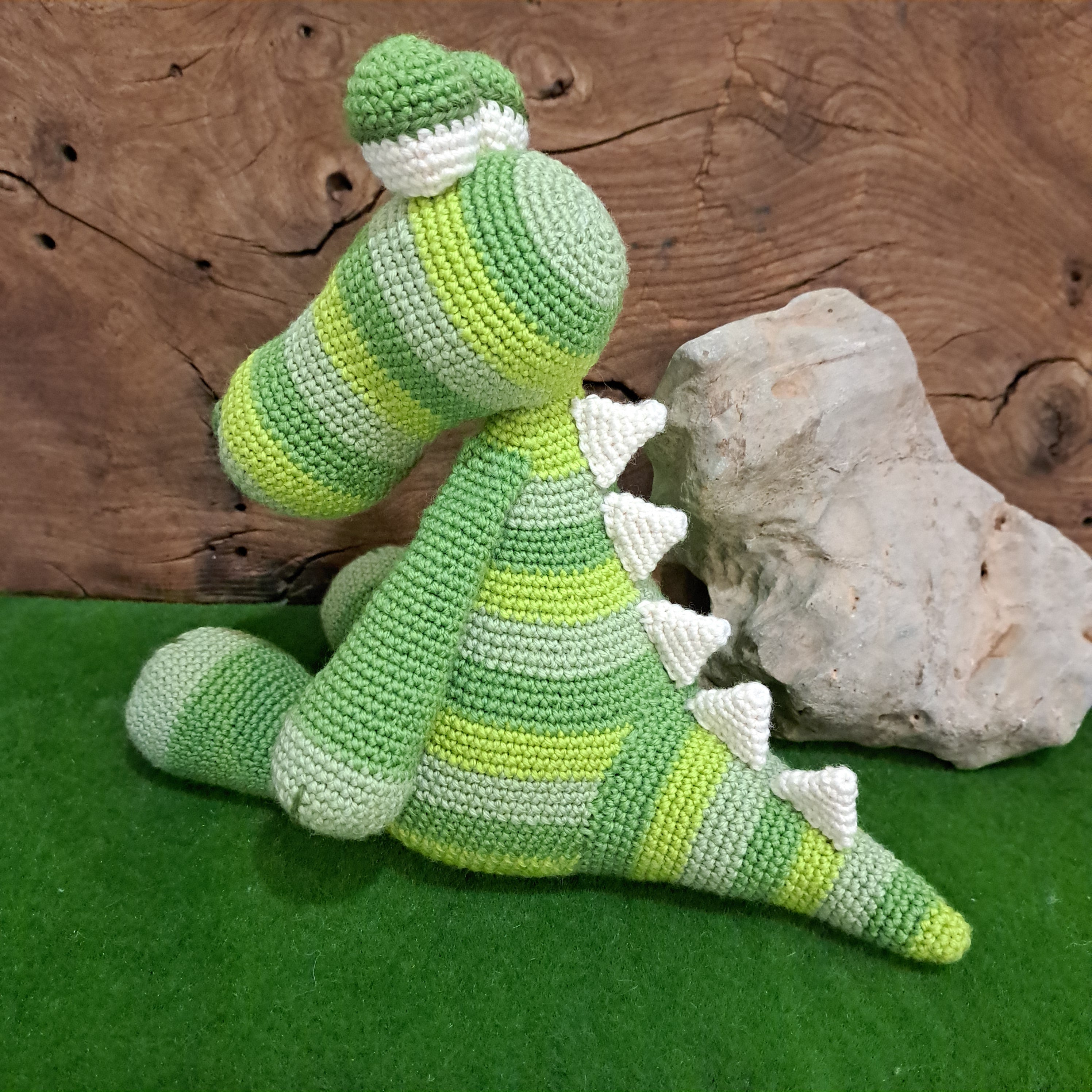 Crochet crocodile/ green stripe/ Australian wool