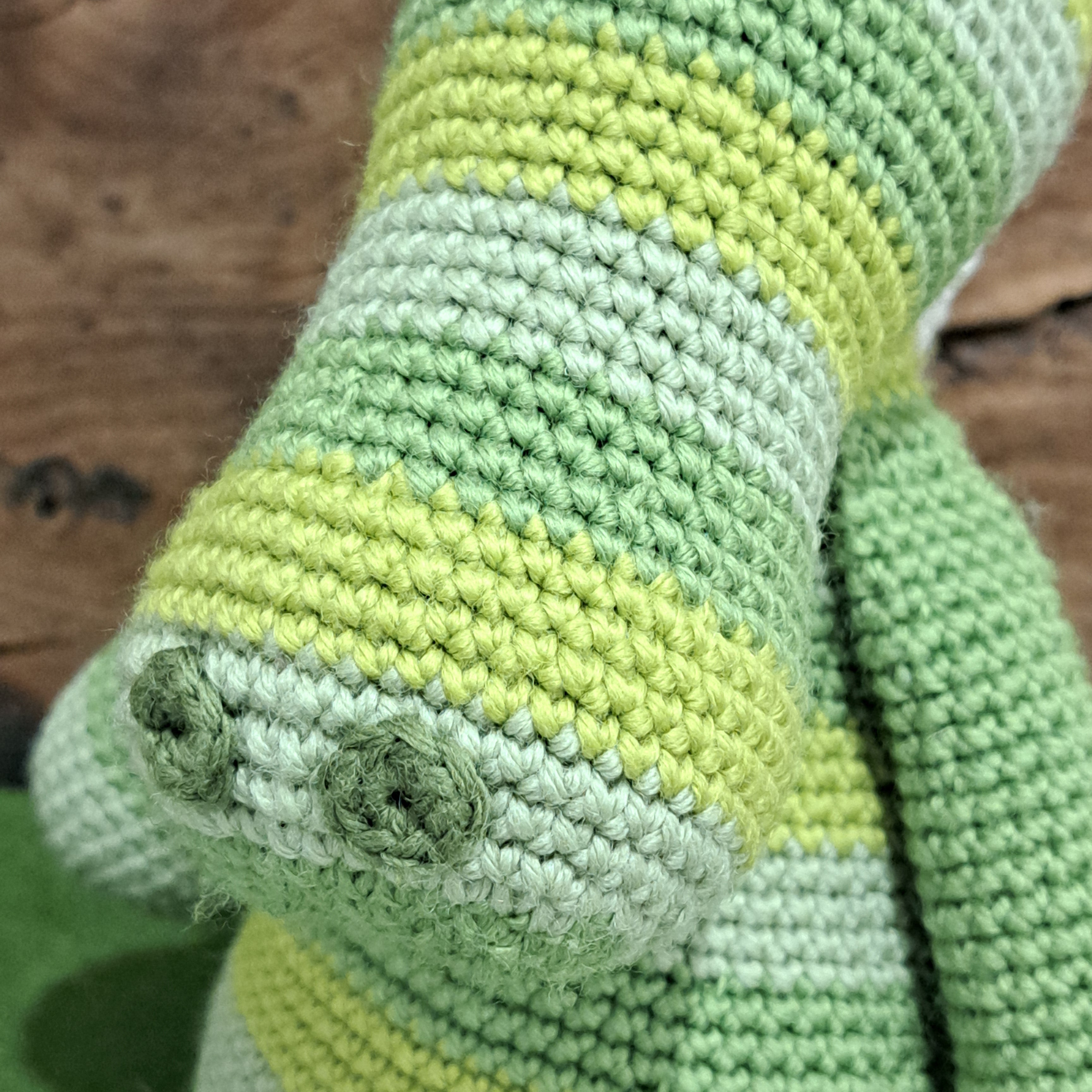 Crochet crocodile/ green stripe/ Australian wool