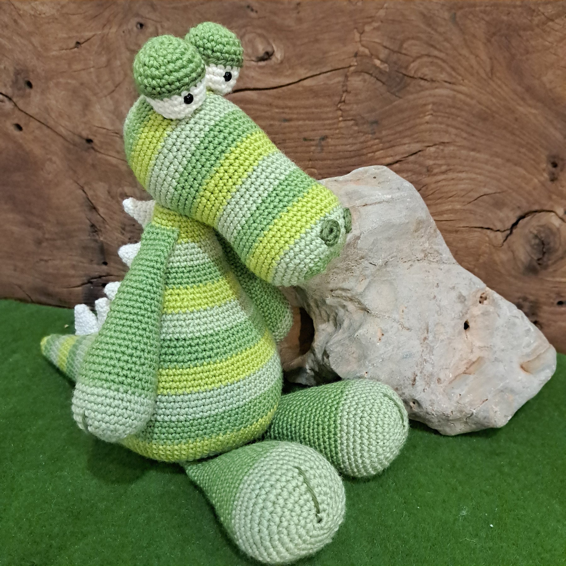 Crochet crocodile/ green stripe/ Australian wool