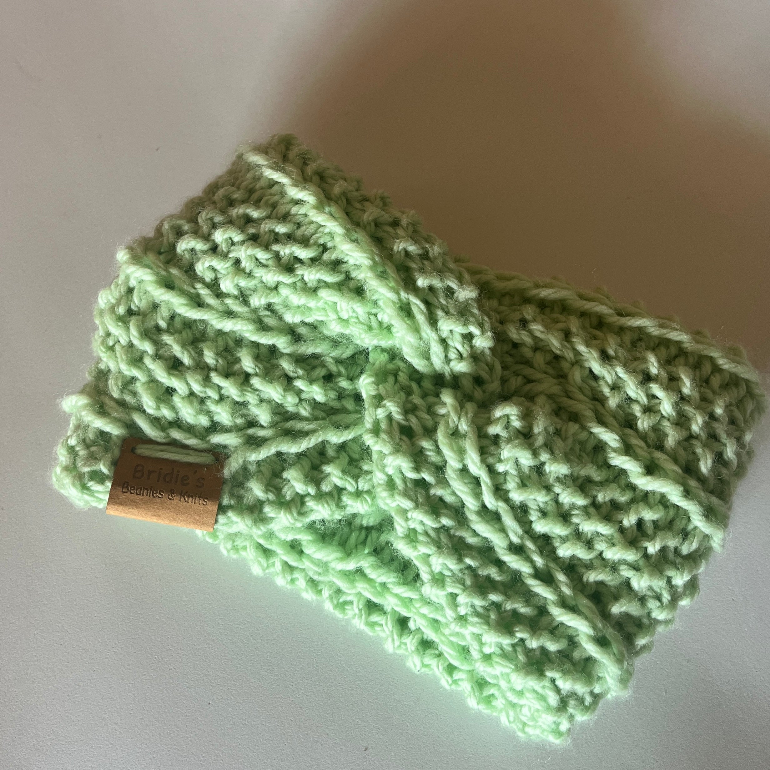 100% wool hand knitted hale twist Earwarmer headband