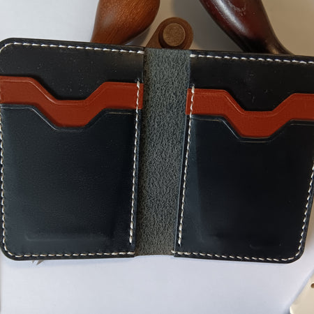 Vertical Bifold Wallet - White Stitching