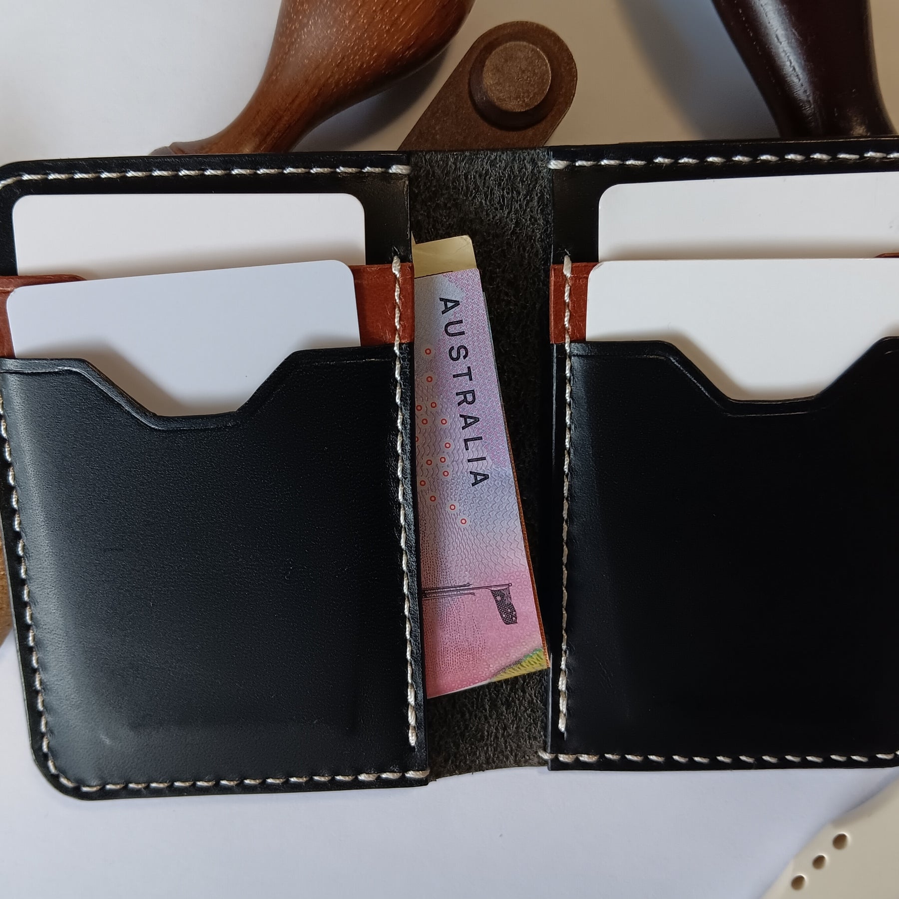 Vertical Bifold Wallet - White Stitching
