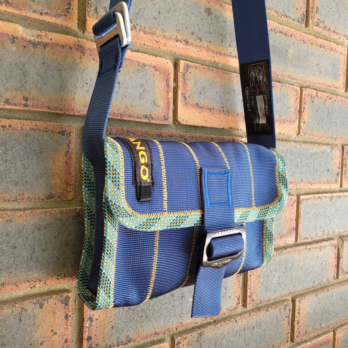 Upcycled Mini Satchel Bag [Blue / Gold]