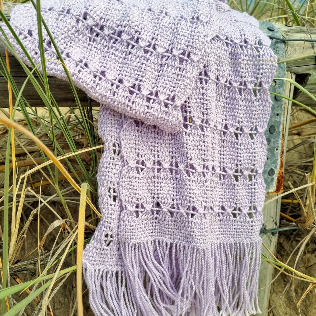 'Beyond the plain weave' collection lilac cotton scarf