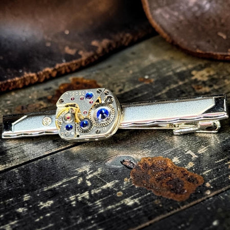 Steampunk watch movement tie clip/pin
