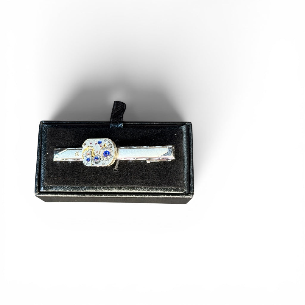 Steampunk watch movement tie clip/pin