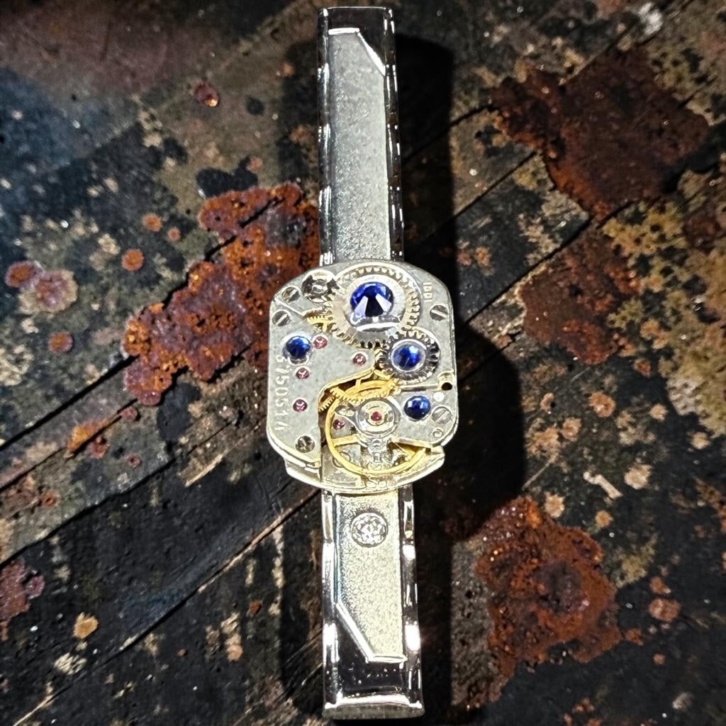 Steampunk watch movement tie clip/pin