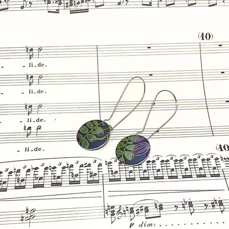 Anodised aluminium earrings hand printed - Bloom on Grey Collection