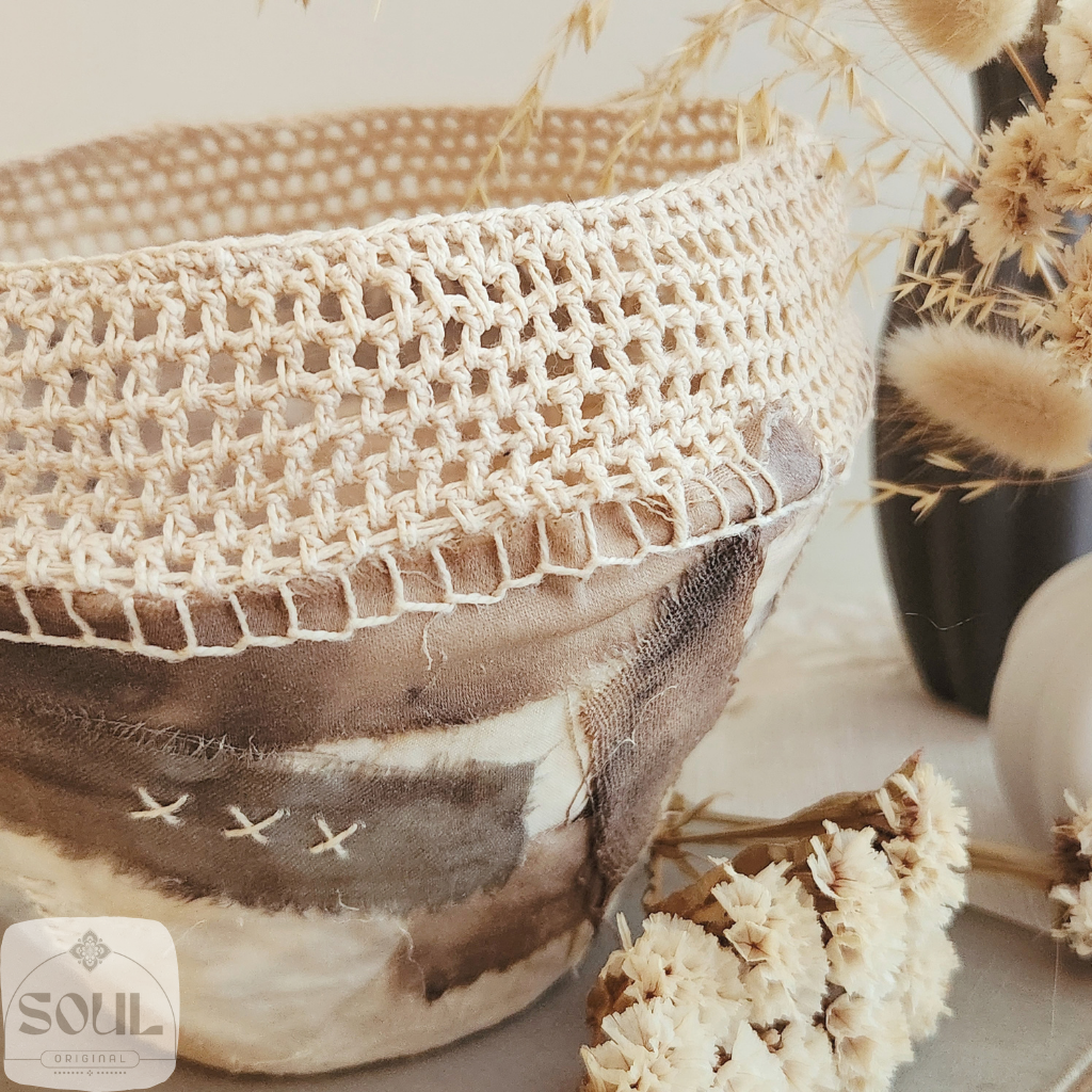 Textile Art Bowl – Crochet Rim