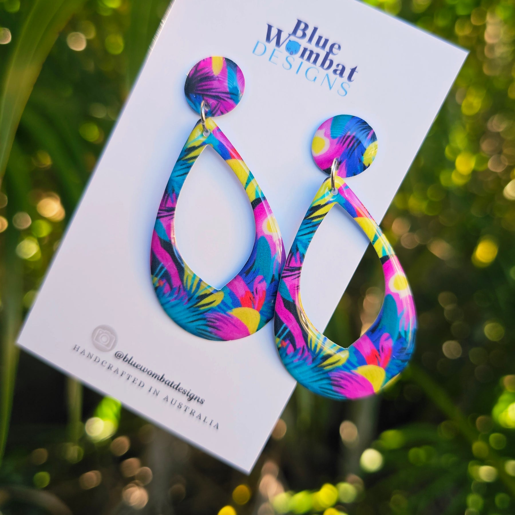 Colourful Yupo Paper Resin Coated Dangle Earrings
