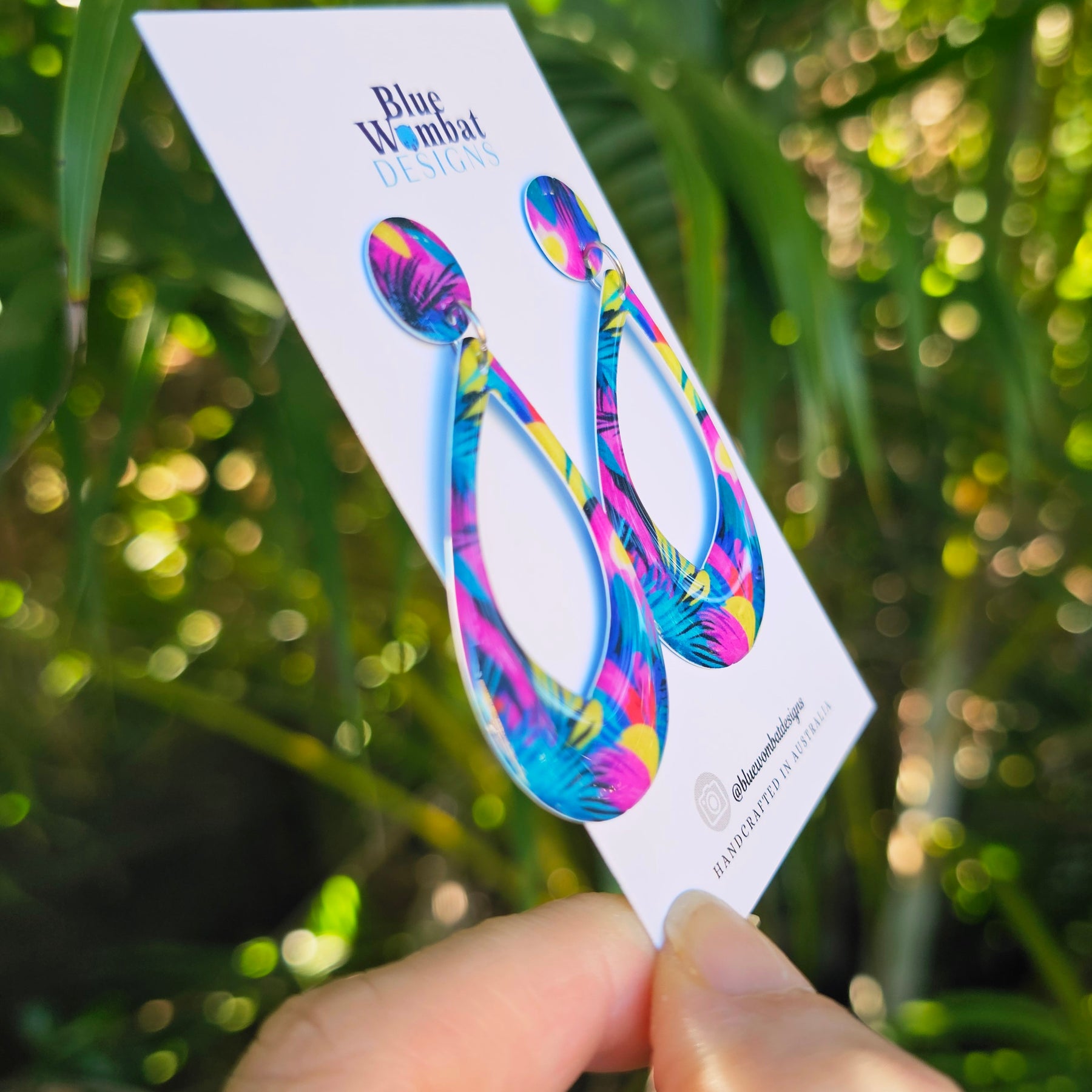Colourful Yupo Paper Resin Coated Dangle Earrings