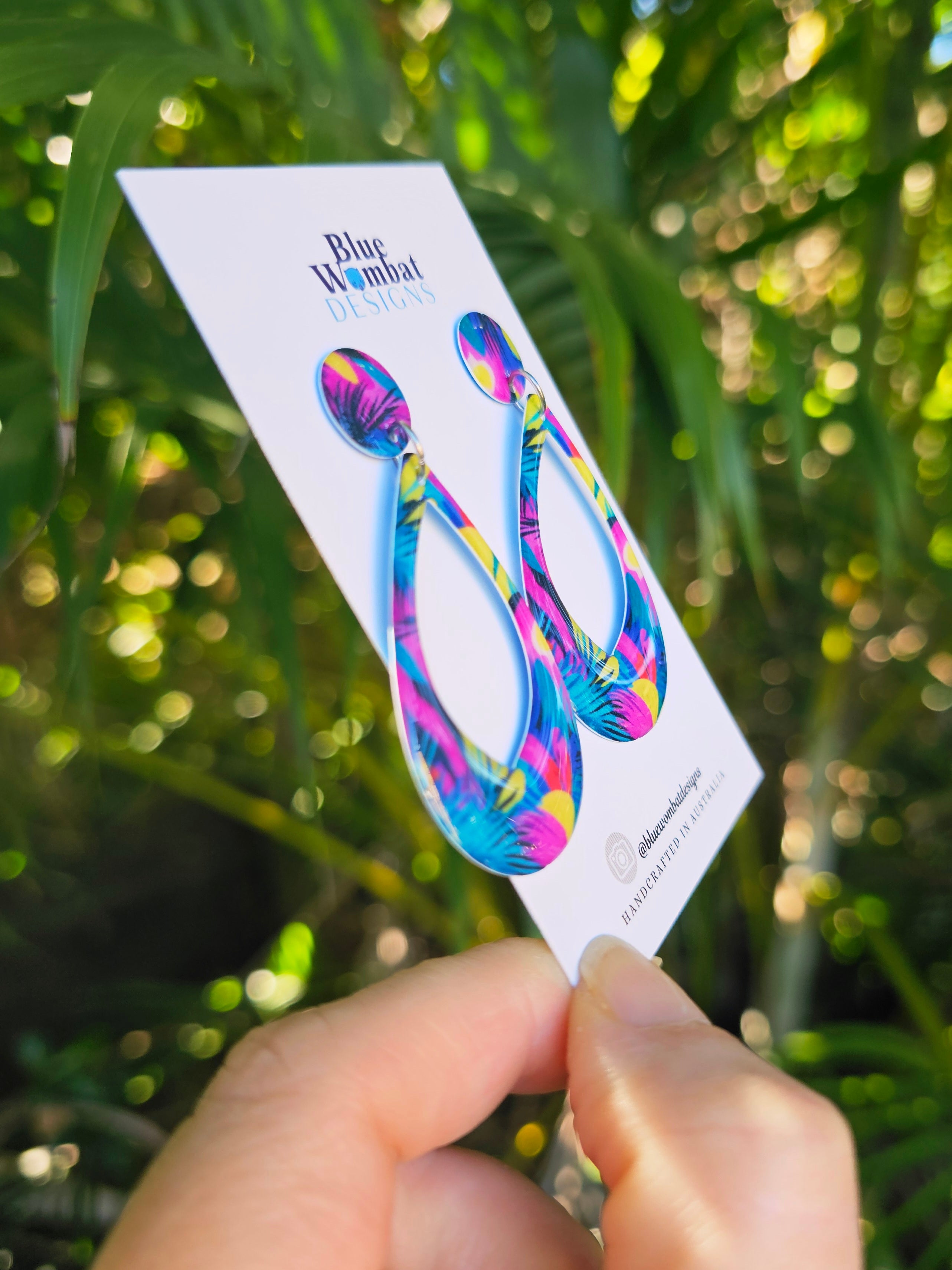 Colourful Yupo Paper Resin Coated Dangle Earrings