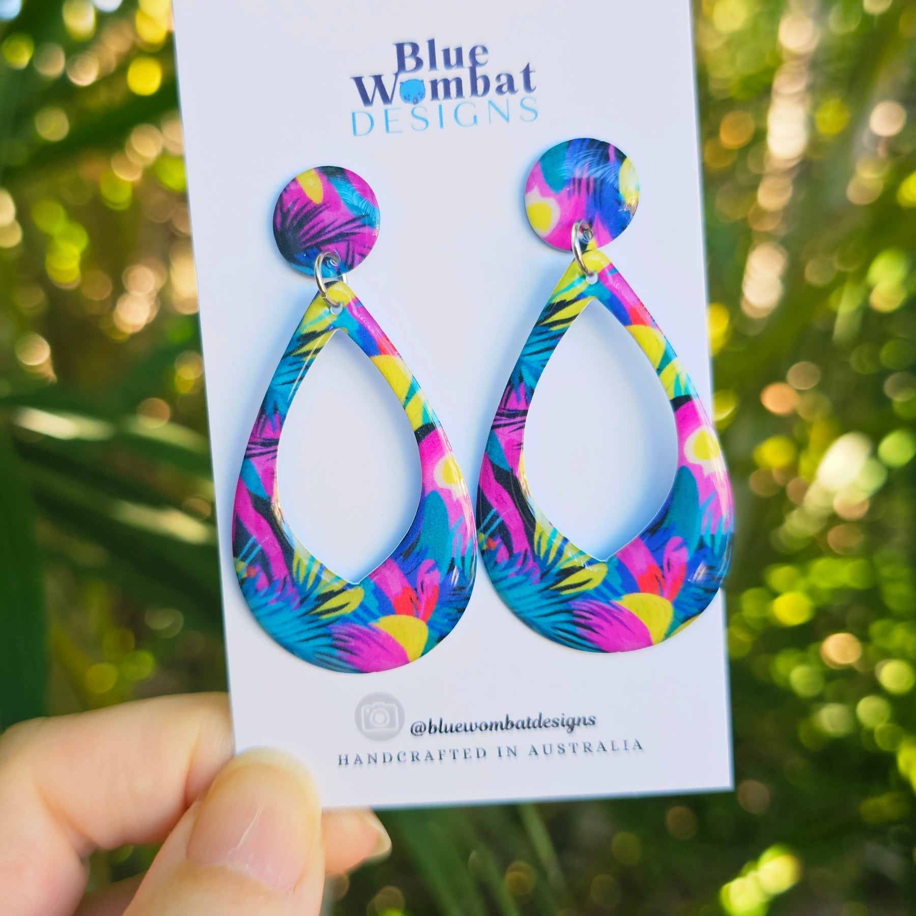 Colourful Yupo Paper Resin Coated Dangle Earrings