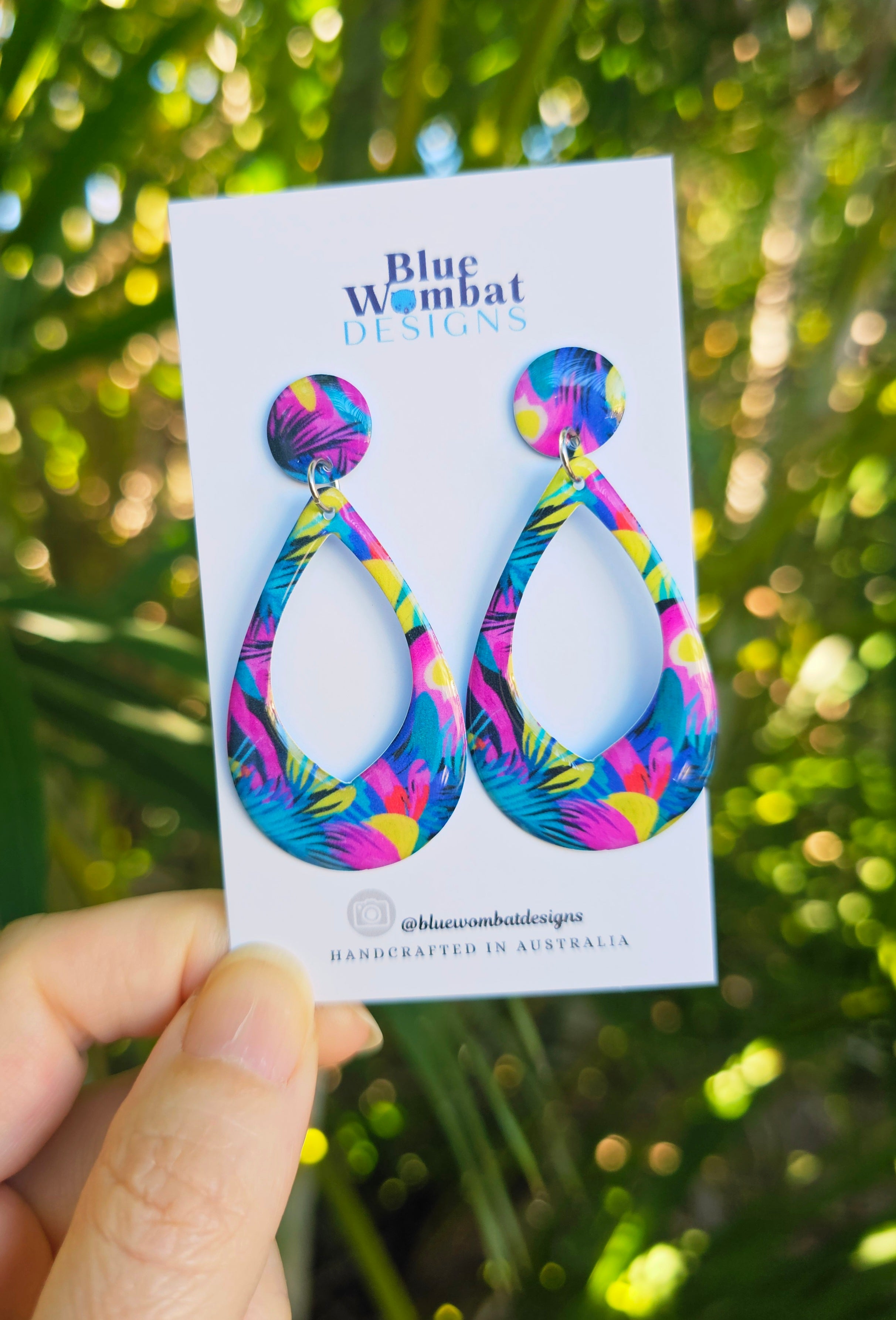 Colourful Yupo Paper Resin Coated Dangle Earrings