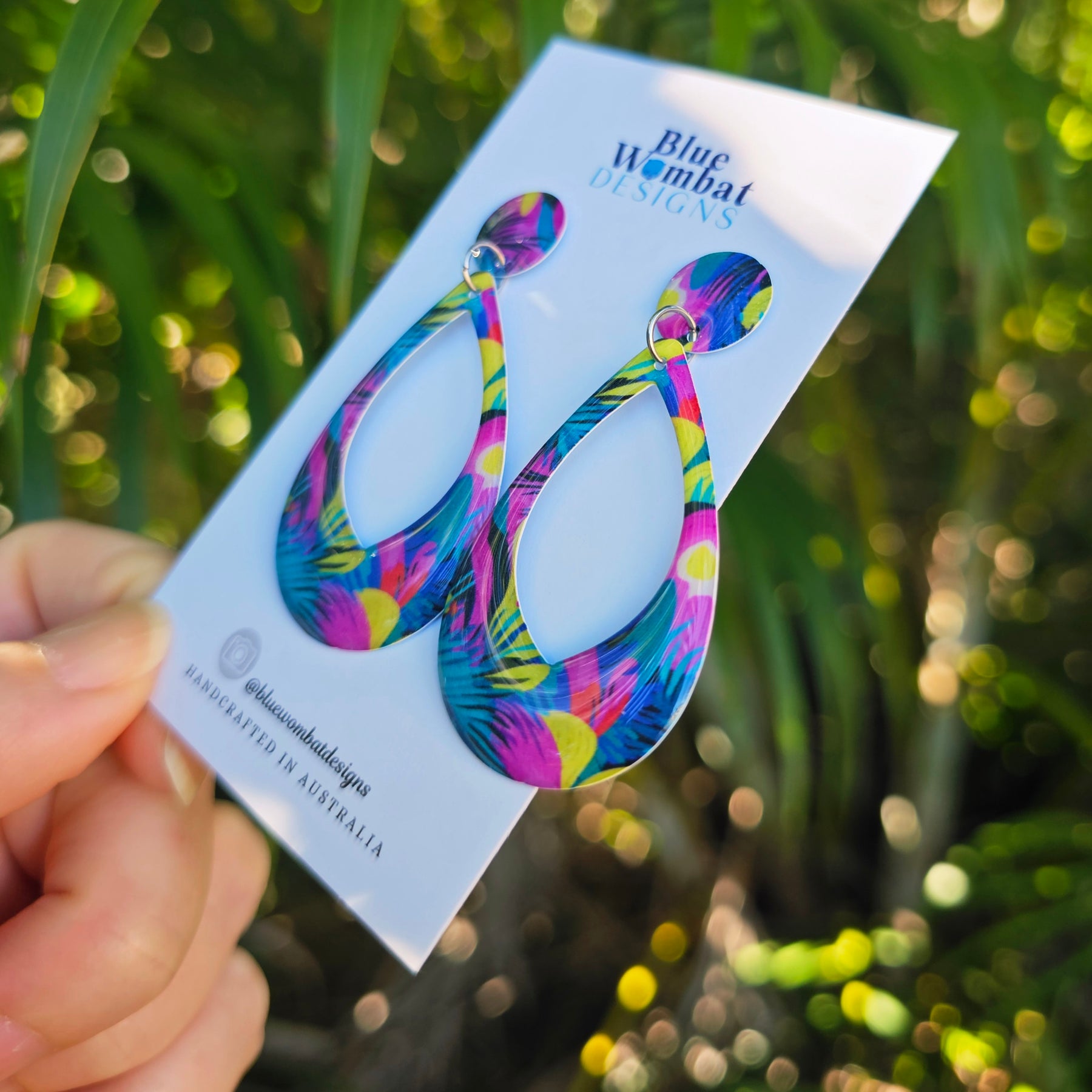Colourful Yupo Paper Resin Coated Dangle Earrings