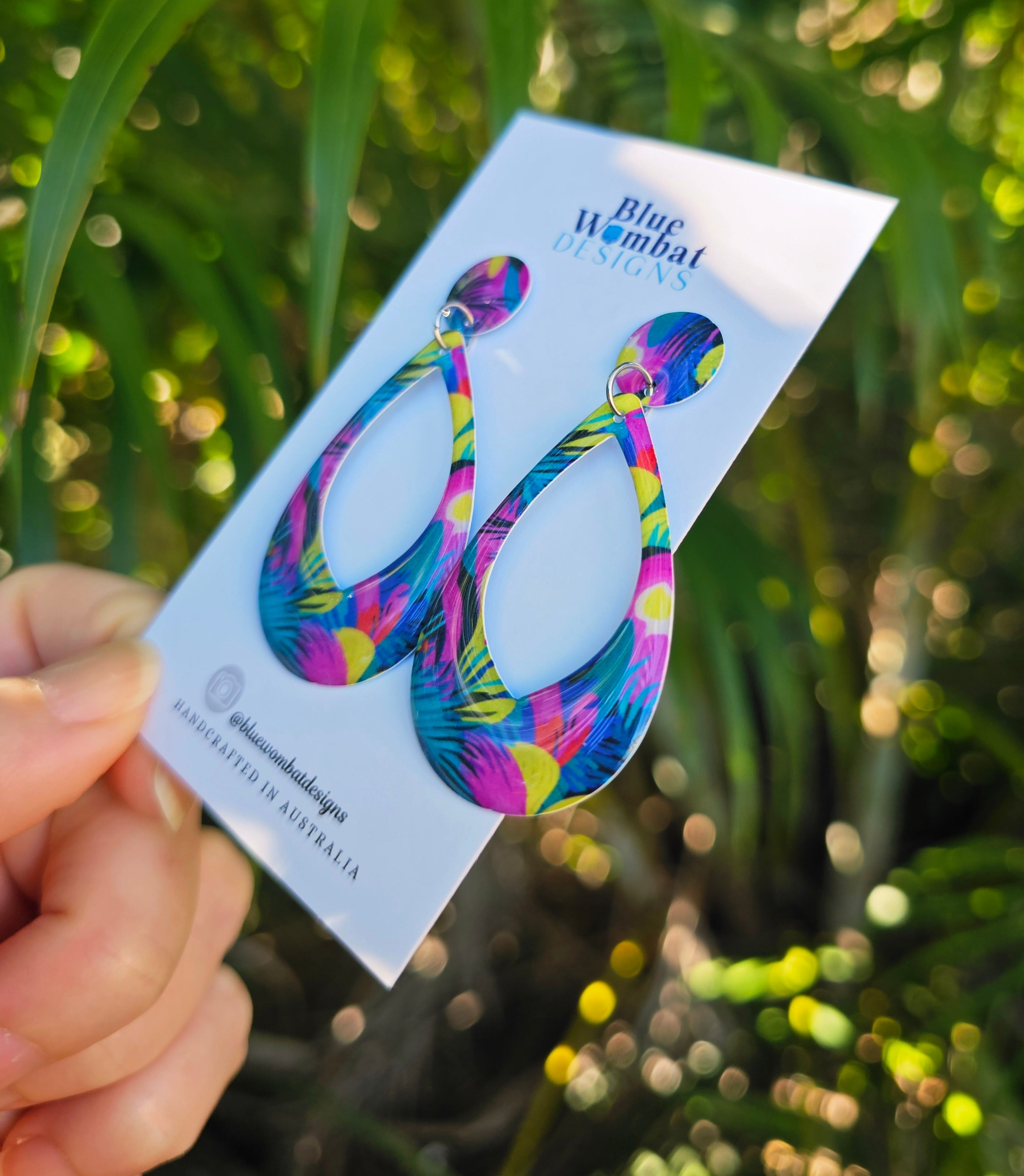 Colourful Yupo Paper Resin Coated Dangle Earrings