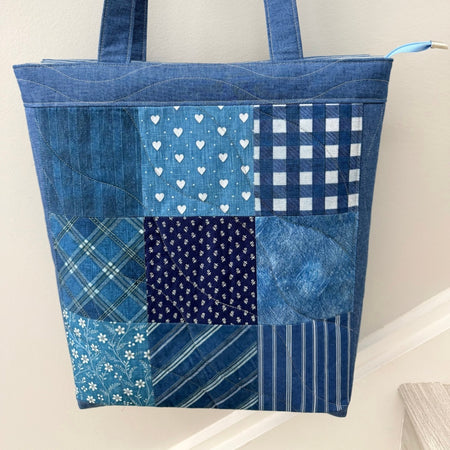 Denim Dreams 9 Patch Patchwork Tote