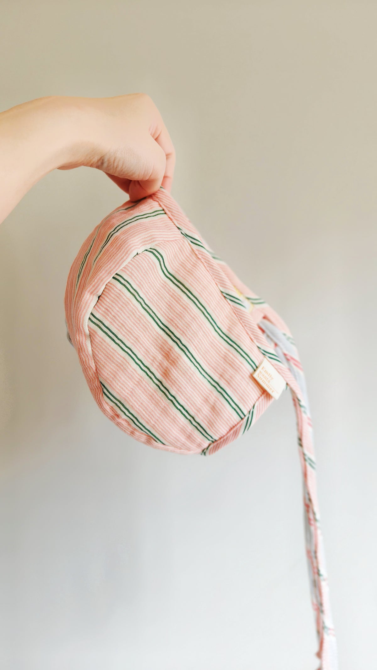 Baby Pink Cotton Seersucker Bonnet, Baby Girl Cotton Pink Bonnet