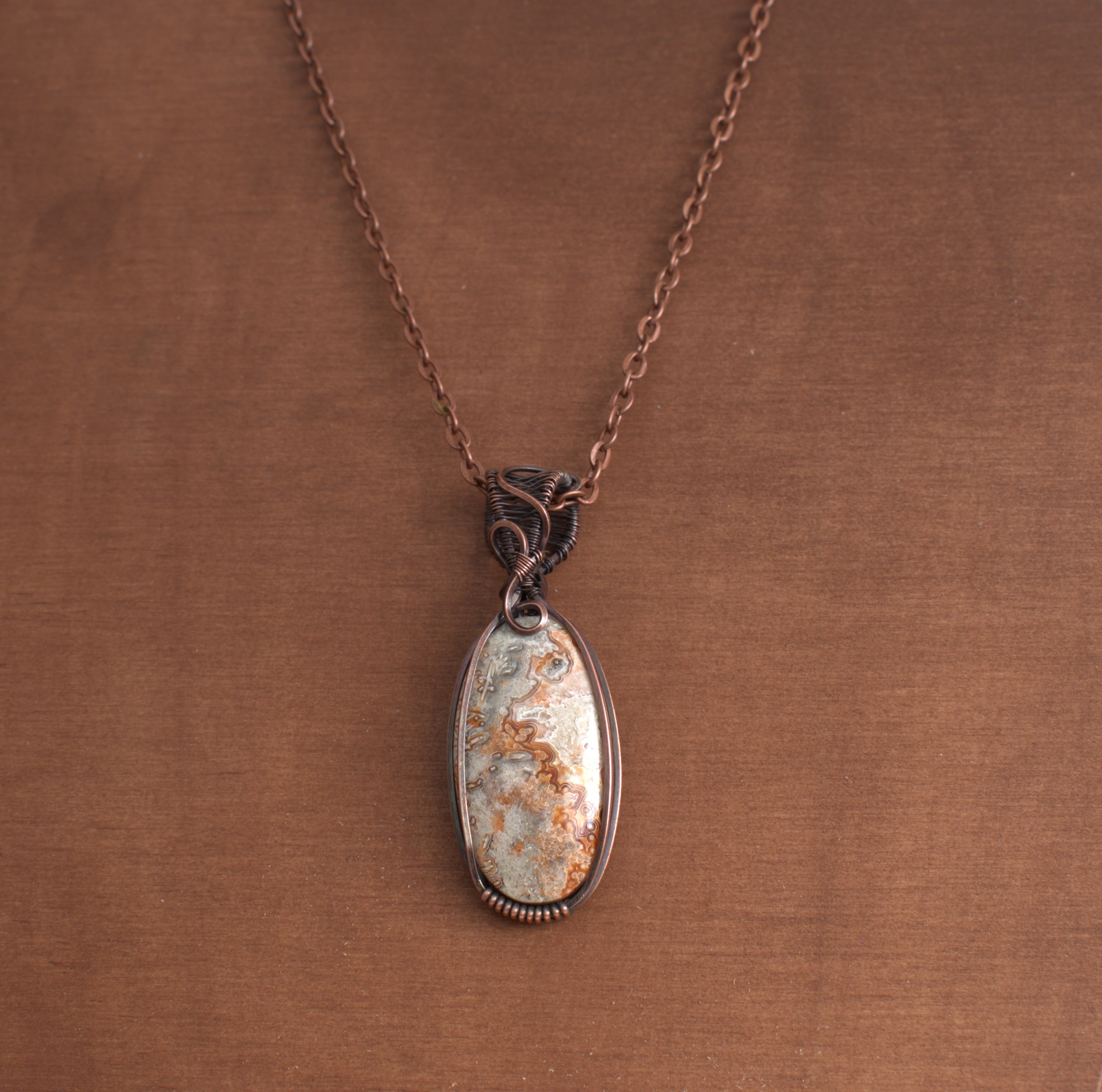 Desert Lace - Crazy Lace Copper Wrapped Pendant