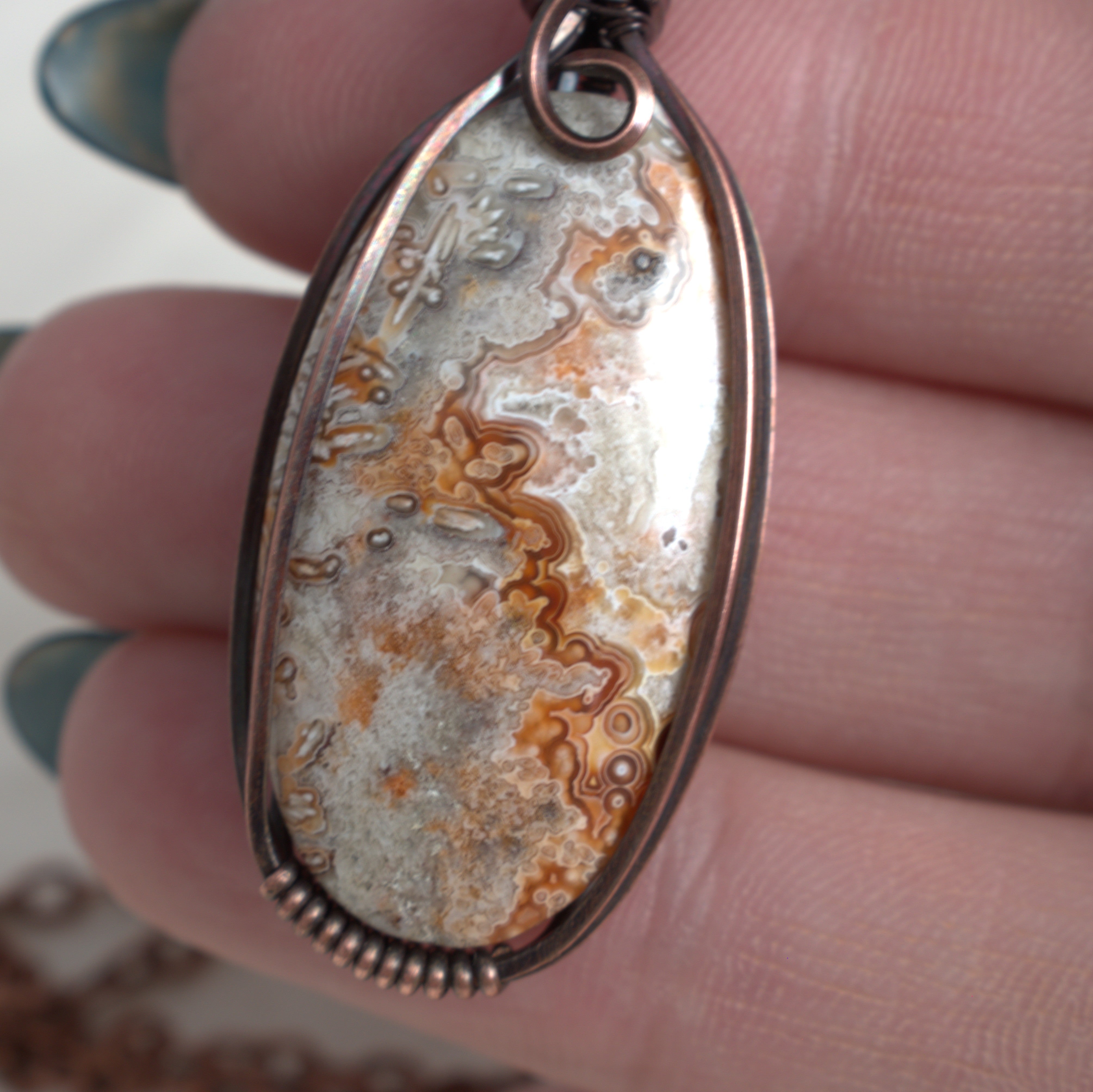 Desert Lace - Crazy Lace Copper Wrapped Pendant