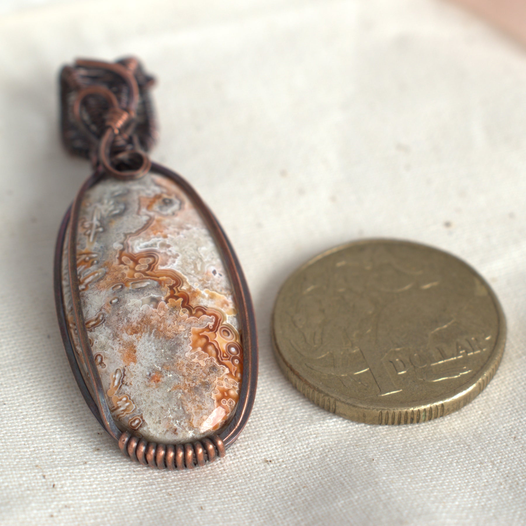 Desert Lace - Crazy Lace Copper Wrapped Pendant