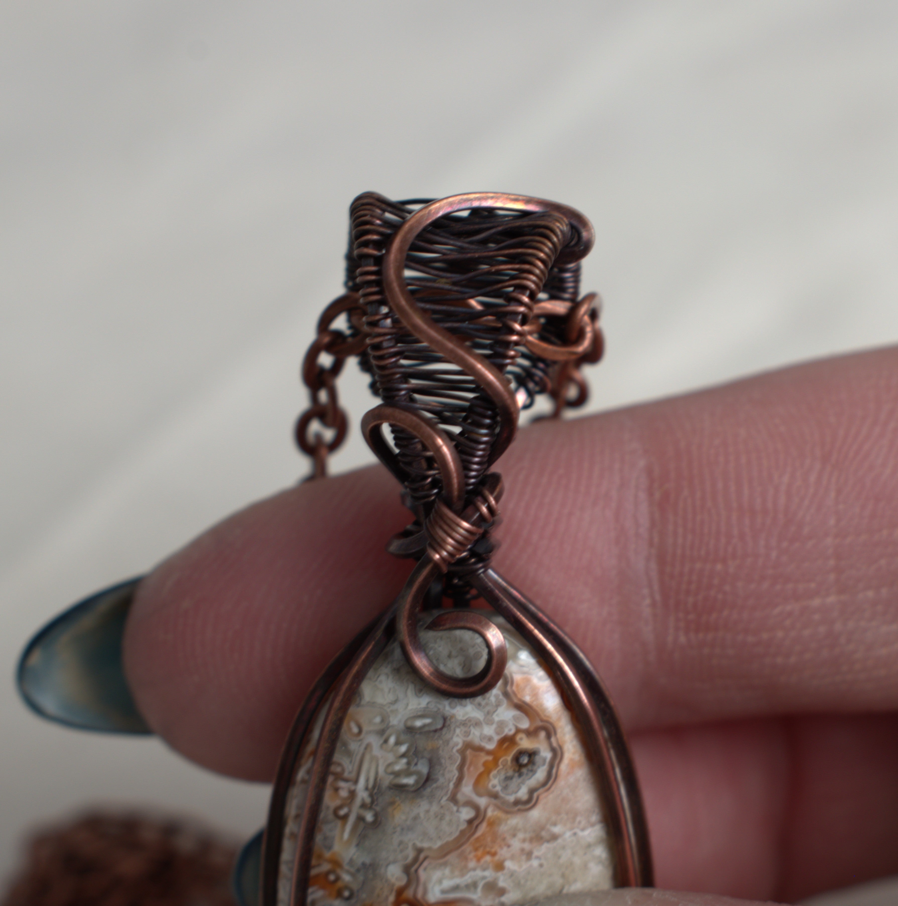 Desert Lace - Crazy Lace Copper Wrapped Pendant