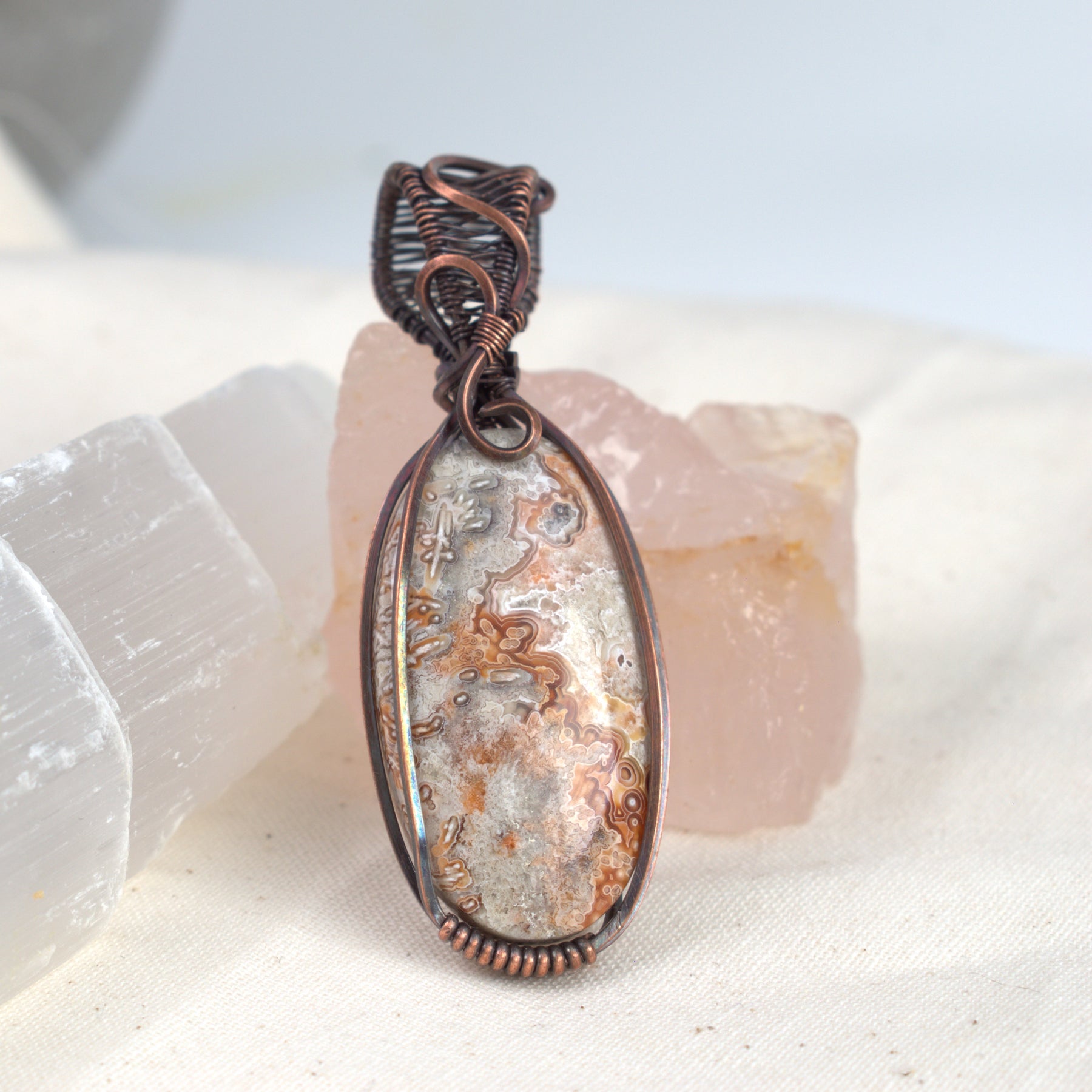 Desert Lace - Crazy Lace Copper Wrapped Pendant