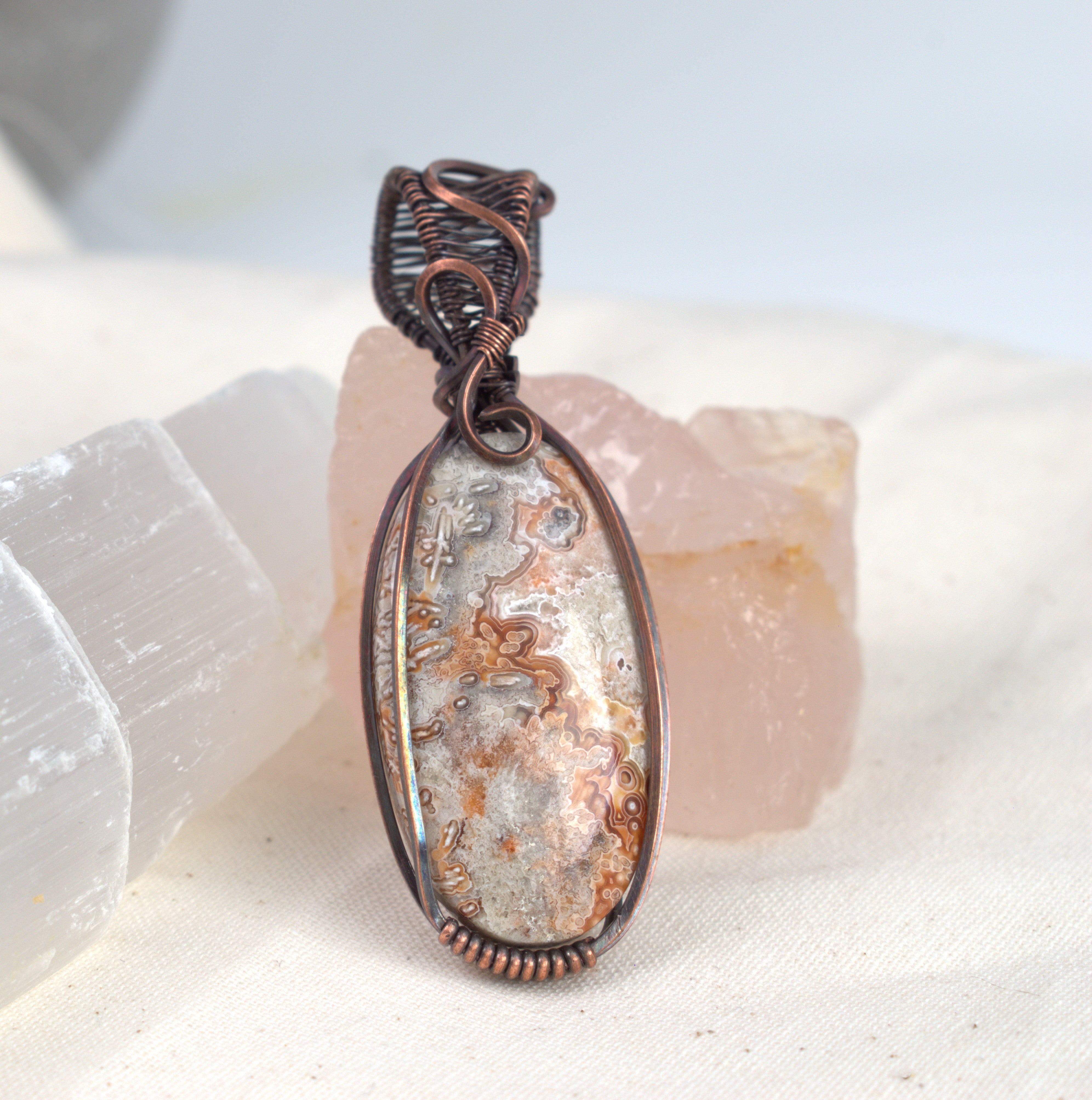 Desert Lace - Crazy Lace Copper Wrapped Pendant
