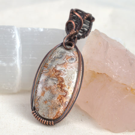 Desert Lace - Crazy Lace Copper Wrapped Pendant