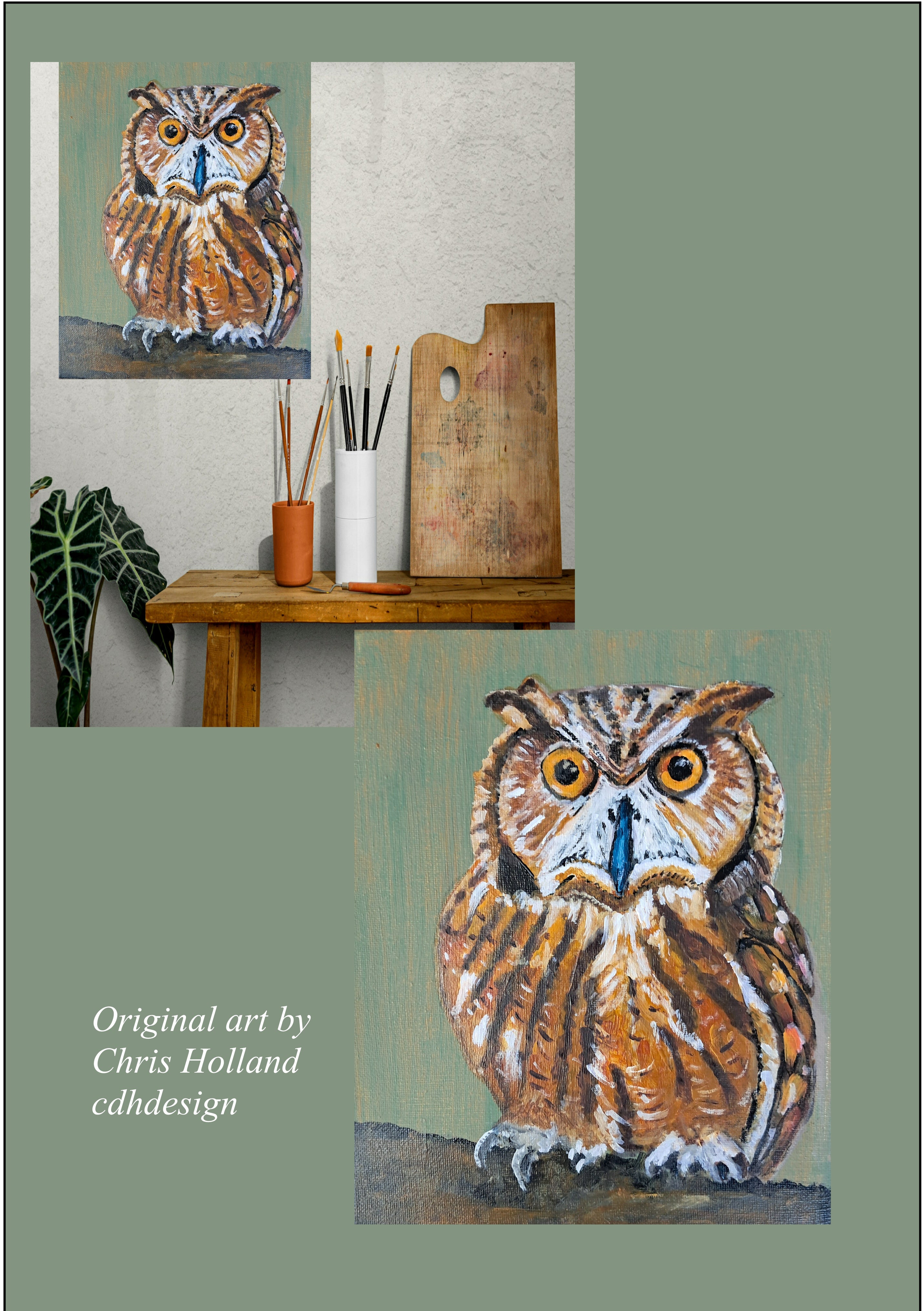 Owl Screech Owl Original painting
