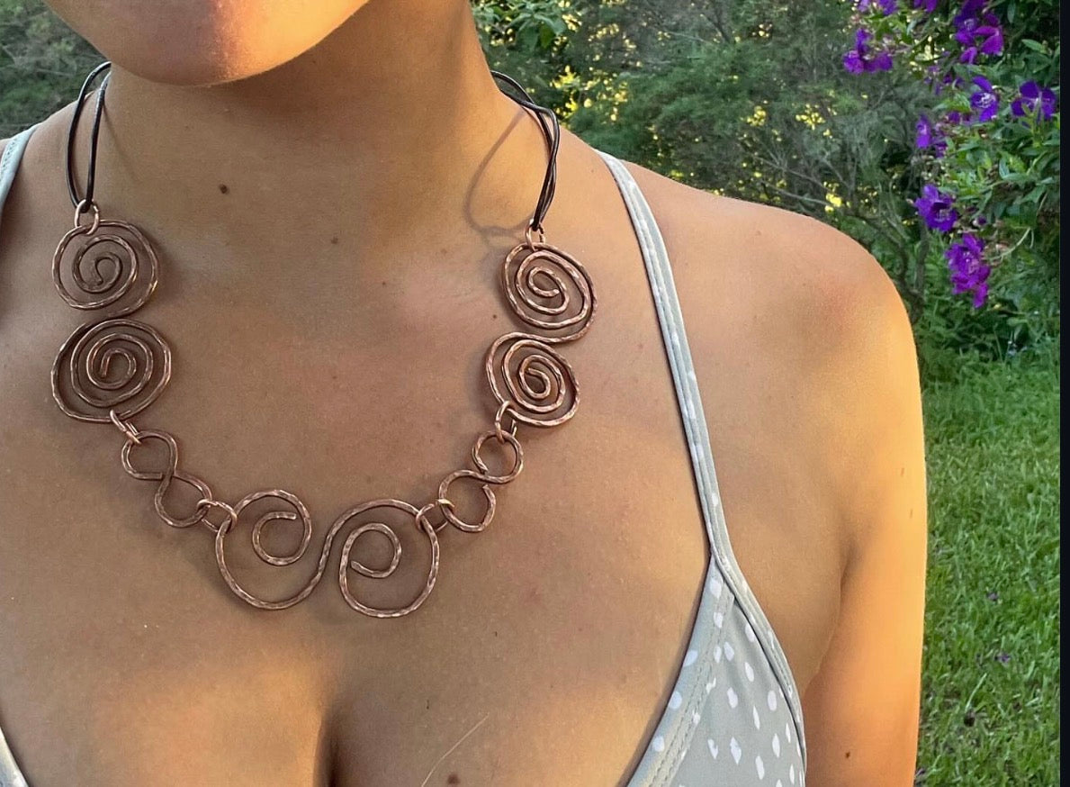Chunky copper statement necklace