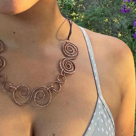 Chunky copper statement necklace