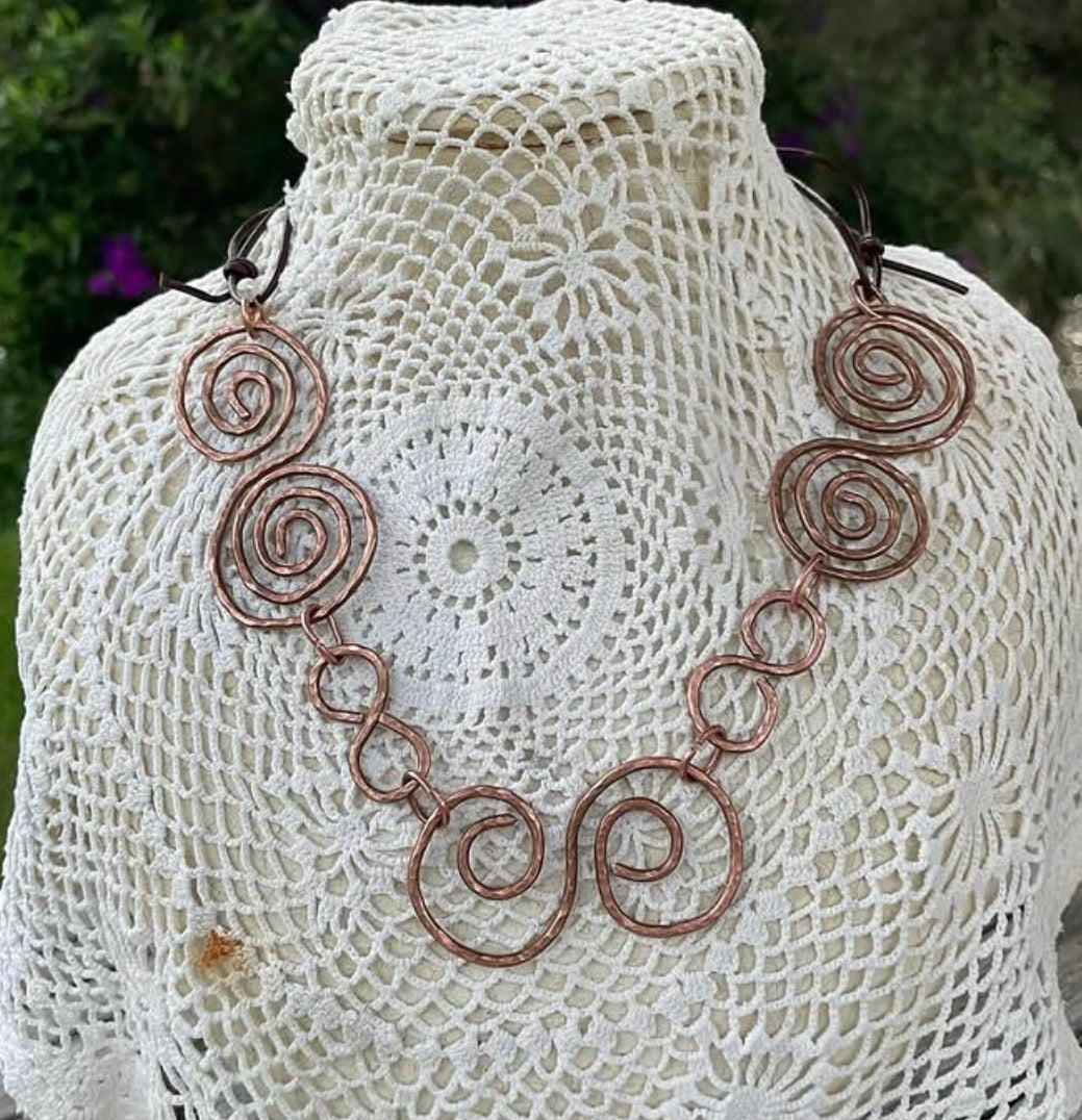 Chunky copper statement necklace