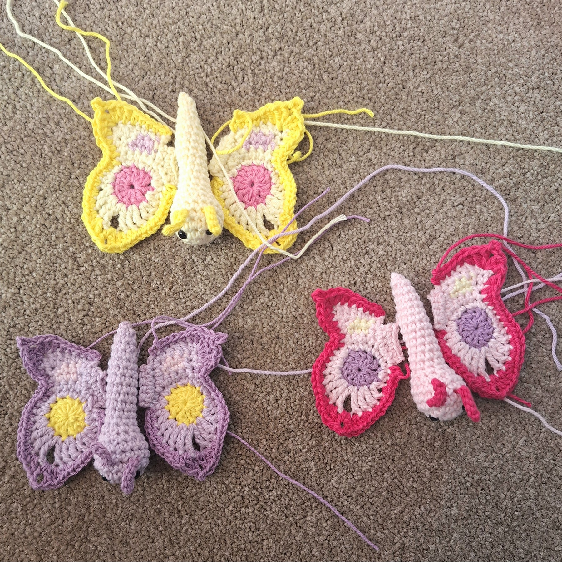 Crocheted Butterfly and Bee Springtime mobile