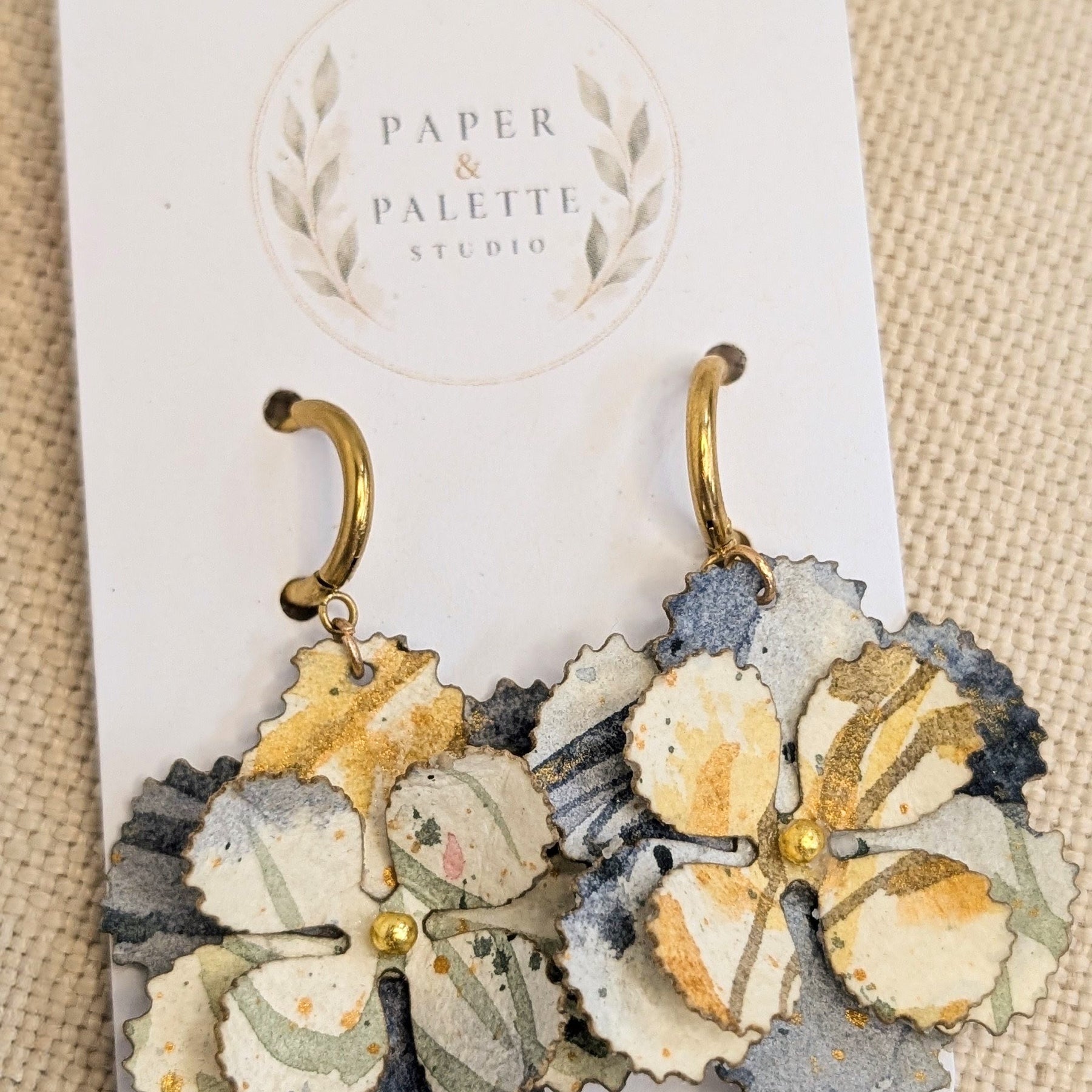 Handmade Watercolour Flower Hoop Earrings | Sustainable Botanical Dangle Earrings