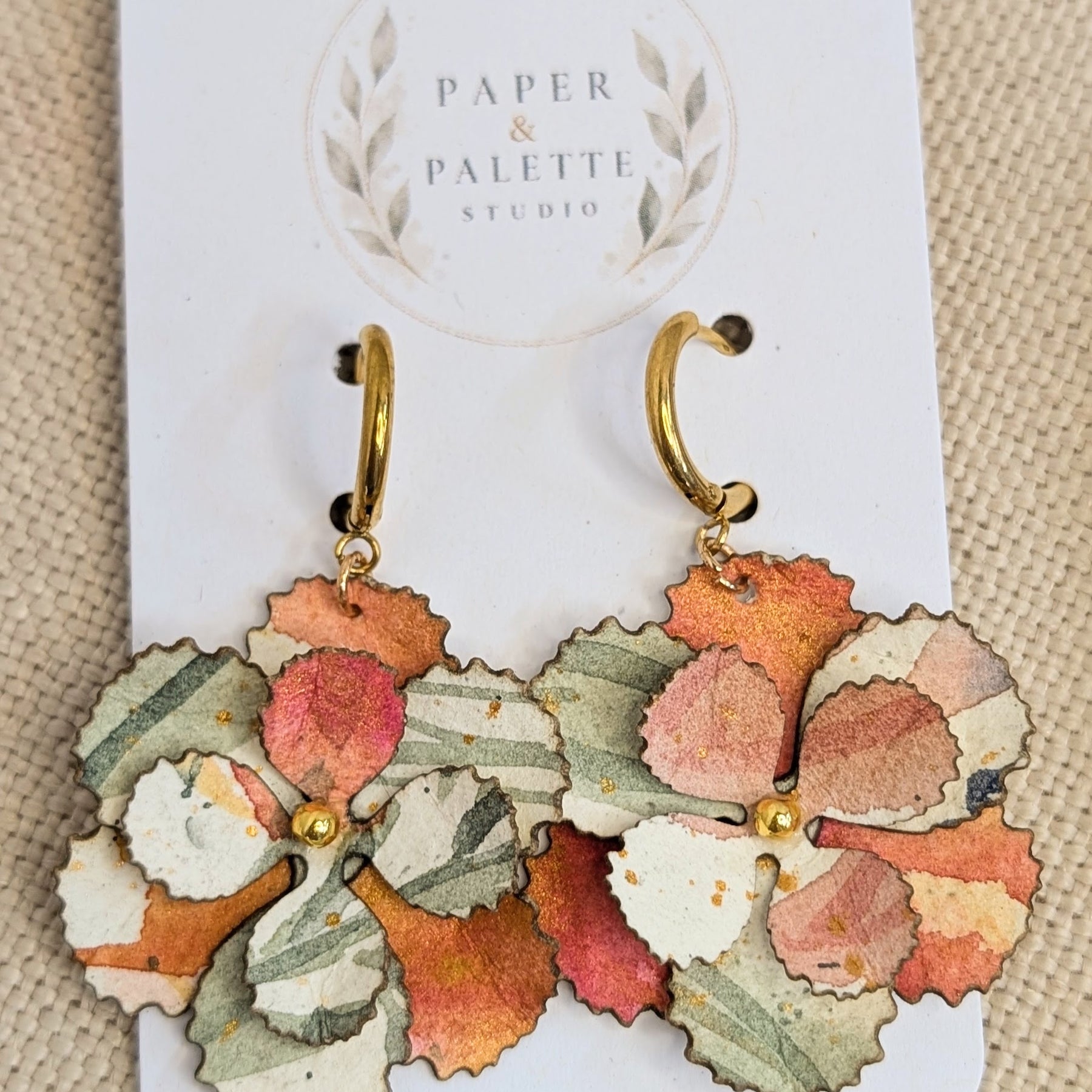 Handmade Watercolour Flower Hoop Earrings | Sustainable Botanical Dangle Earrings