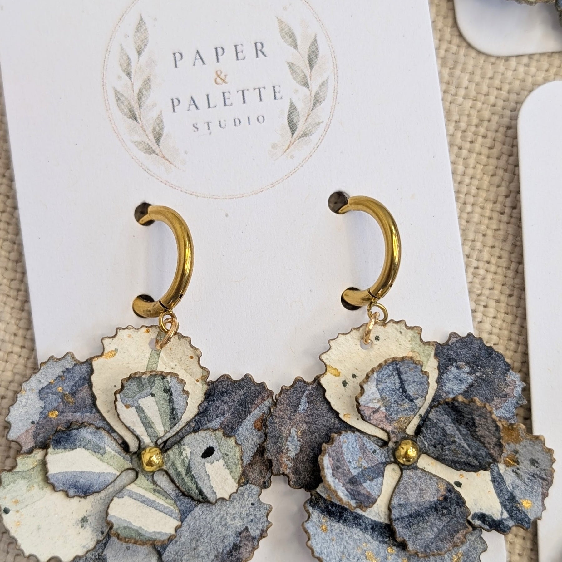 Handmade Watercolour Flower Hoop Earrings | Sustainable Botanical Dangle Earrings
